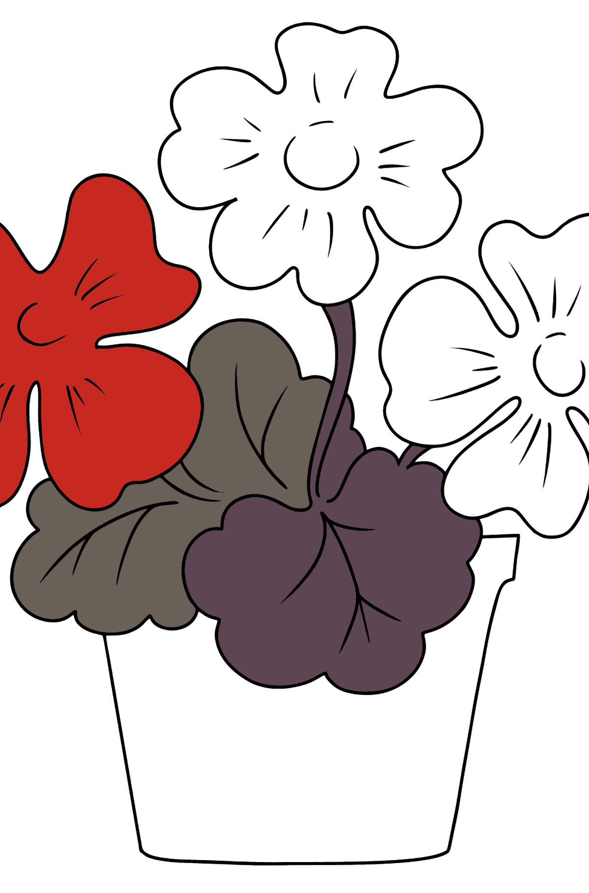 Coloriage - fleurs dans un pot - Coloriages pour les Enfants