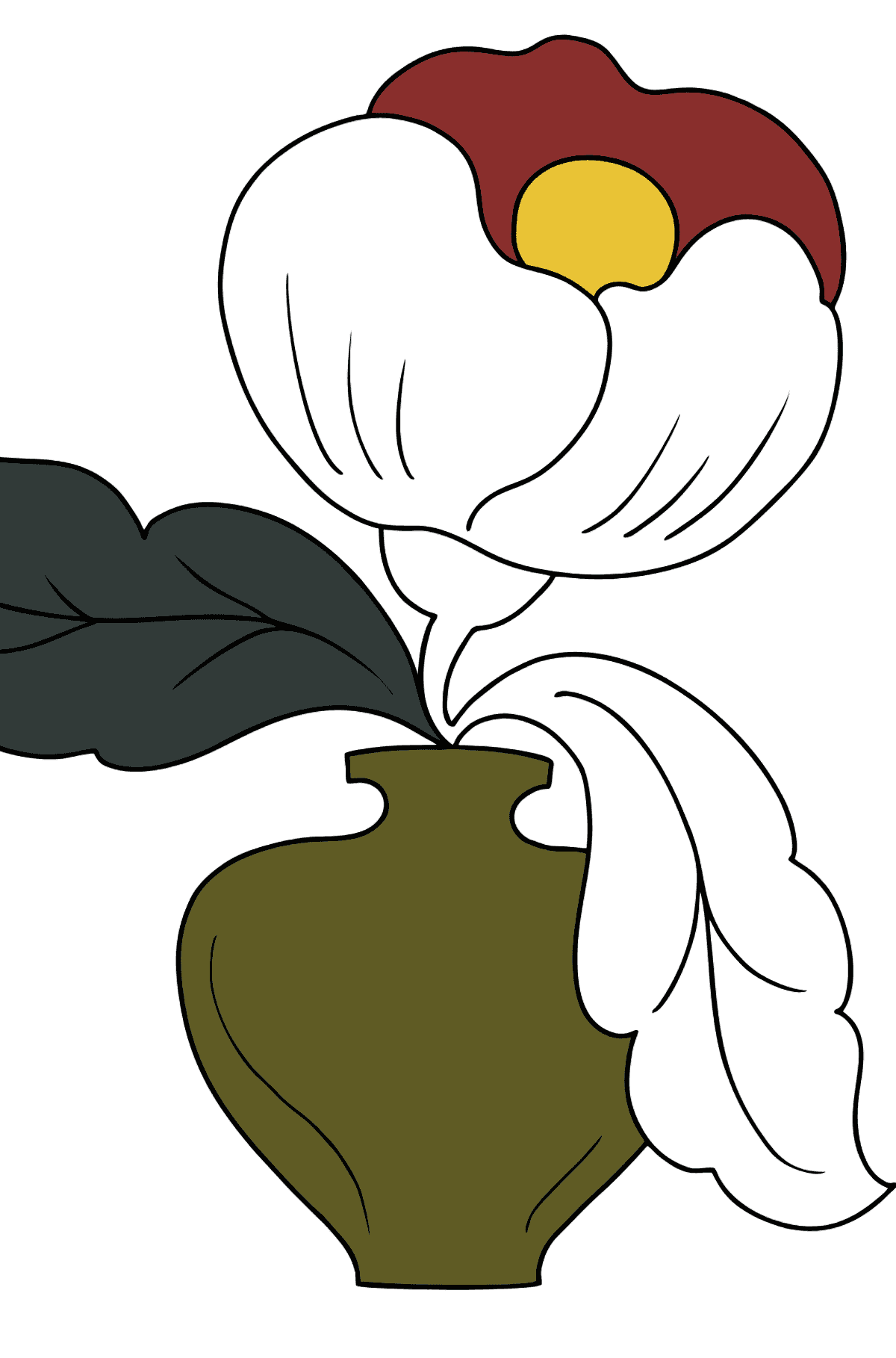 Coloring Page - flowers in a vase - Coloring Pages for Kids