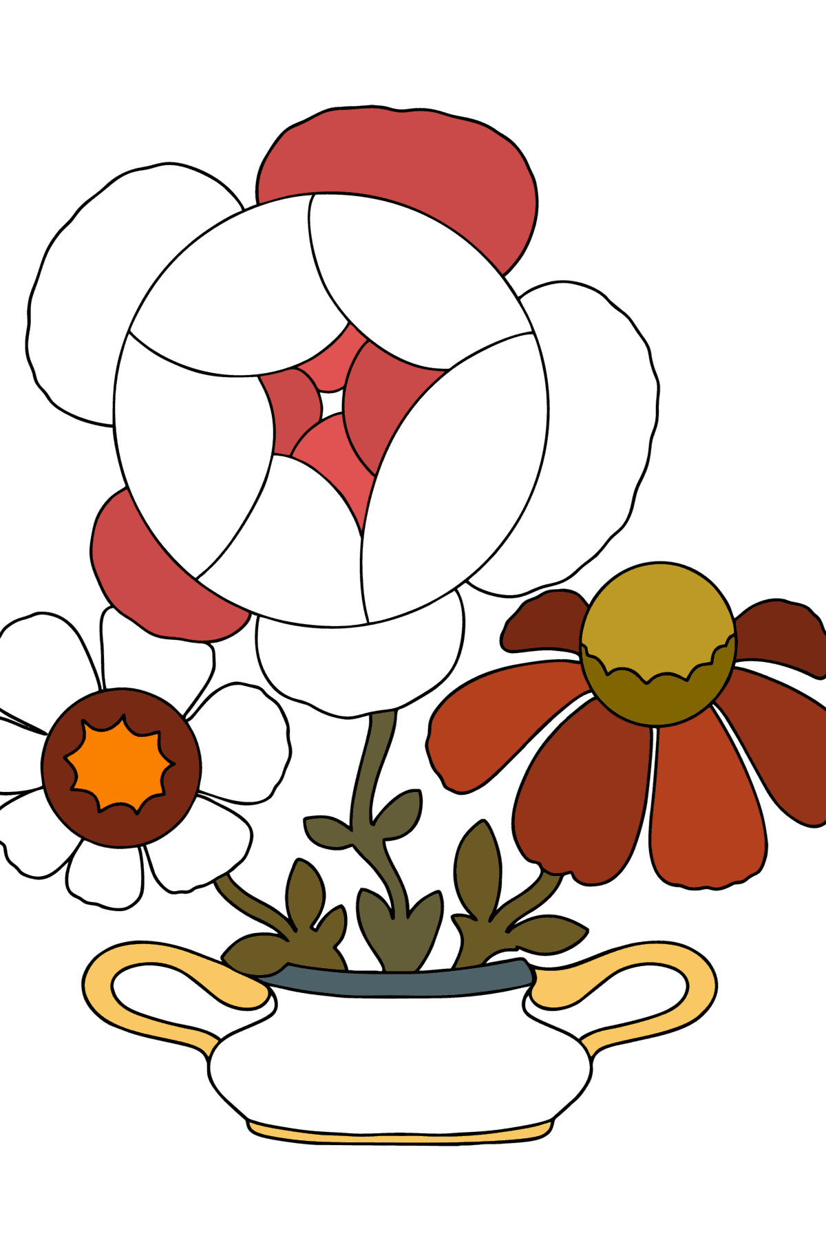 Ausmalbild Blumen in einer Vase - Malvorlagen für Kinder
