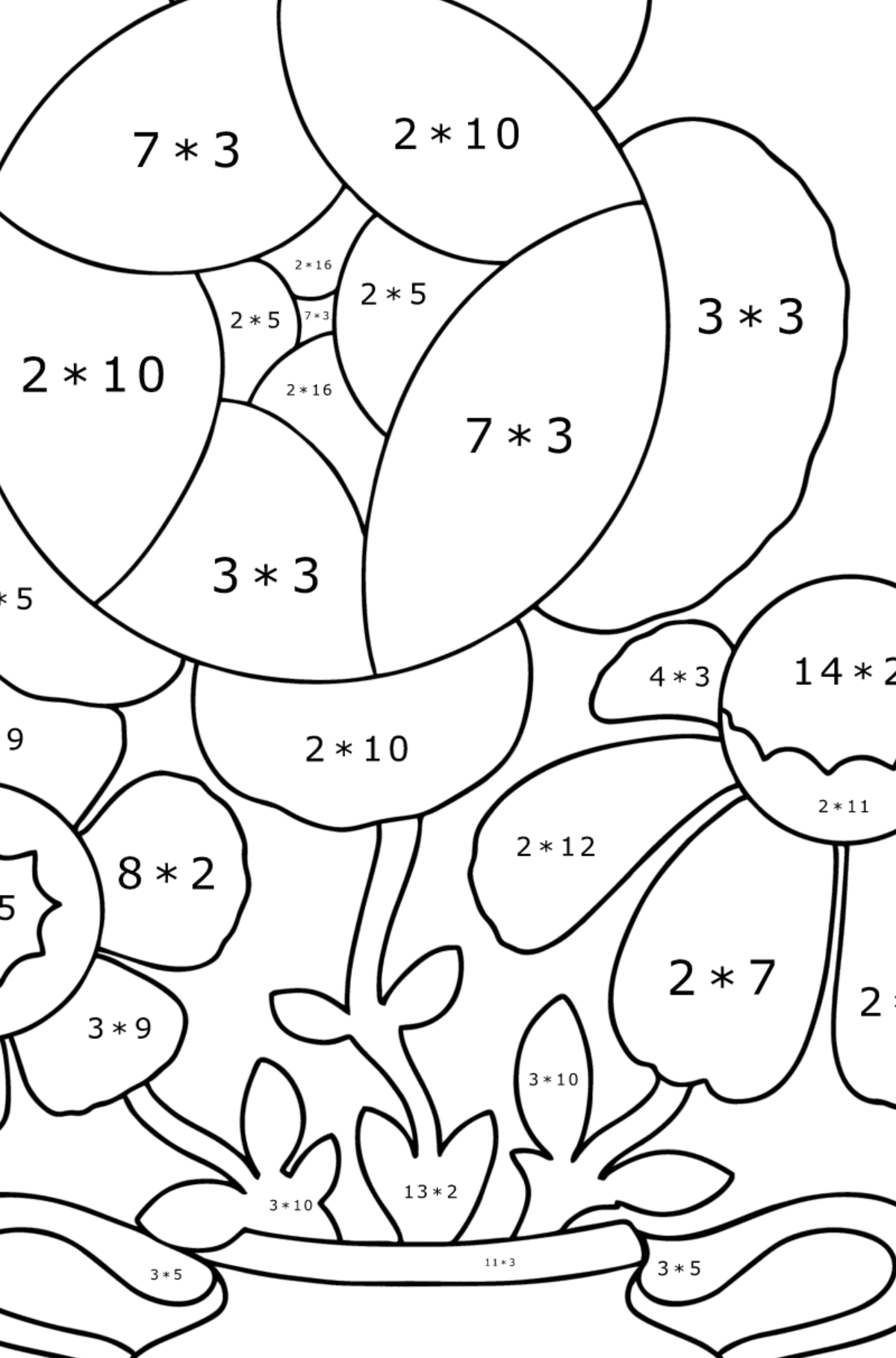 Dibujo de Flores en un florero para colorear Imprime y en Línea