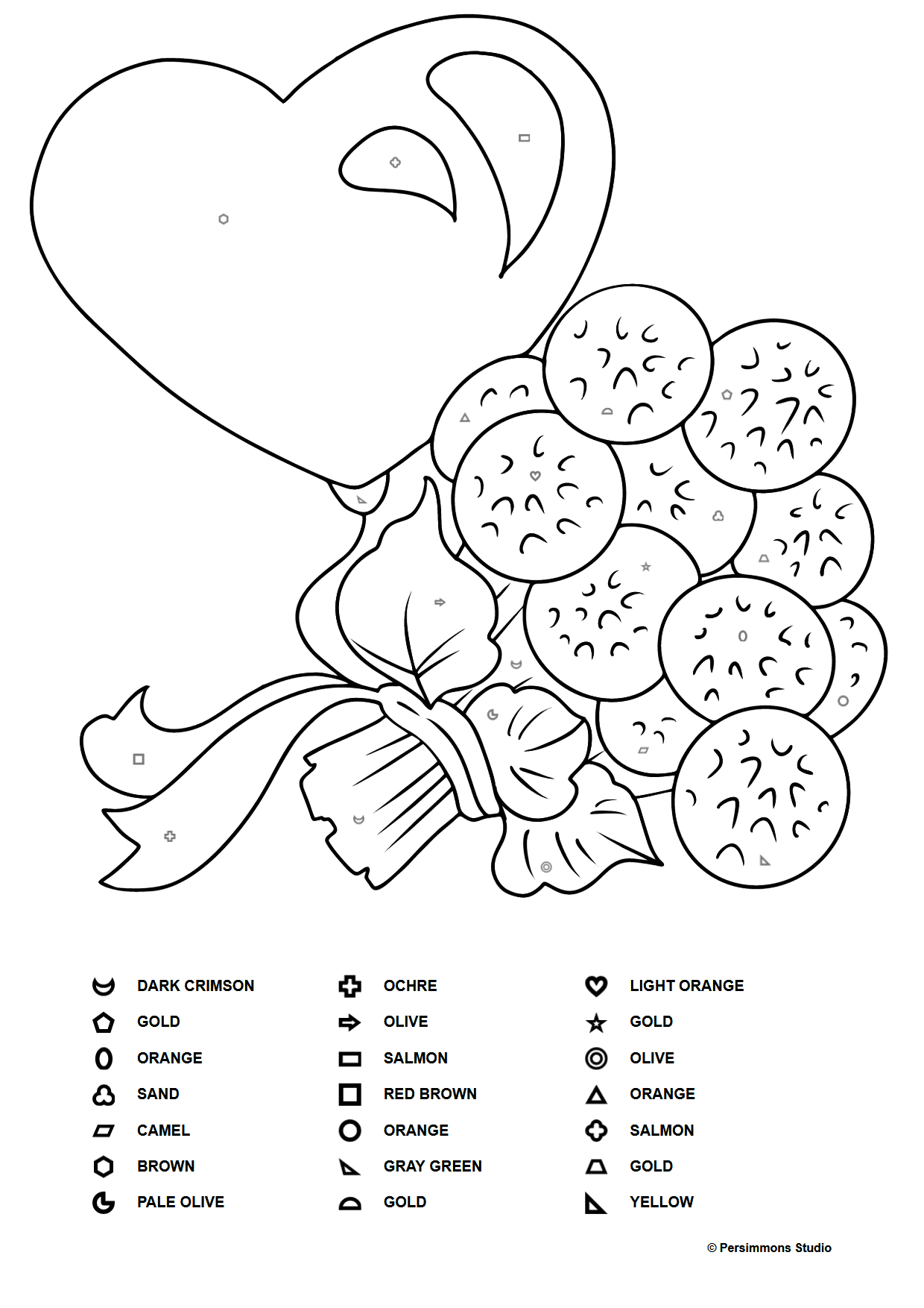 Coloring Page - flowers with a heart - Print for Free!