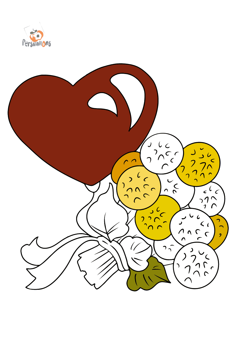 Coloring Page - flowers with a heart ♥ Online and Print for Free!
