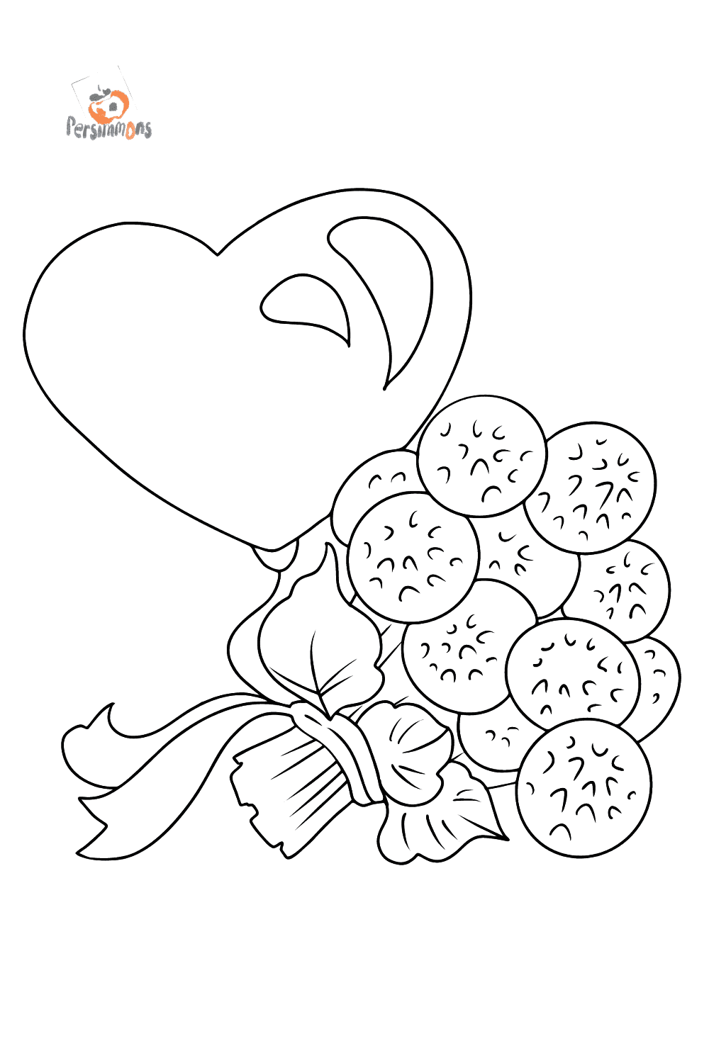 Coloring Page - flowers with a heart ♥ Online and Print for Free!
