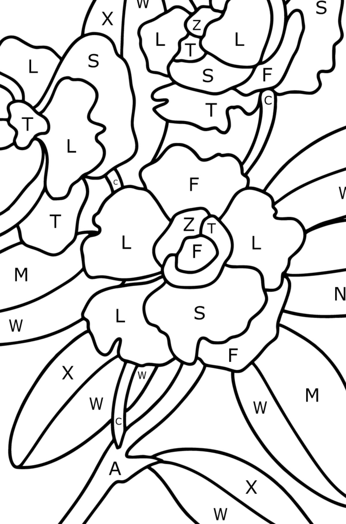 Gardenia coloring page - Coloring by Letters for Kids