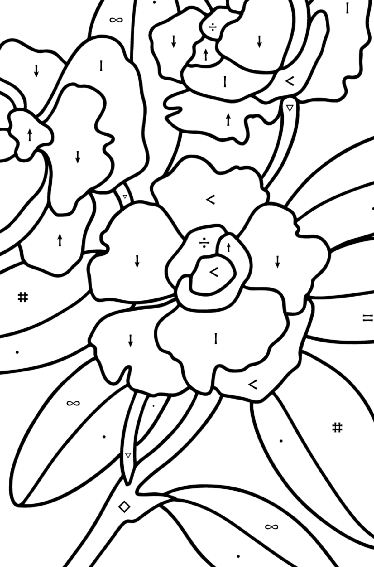 Gardenia coloring page - Coloring by Symbols for Kids