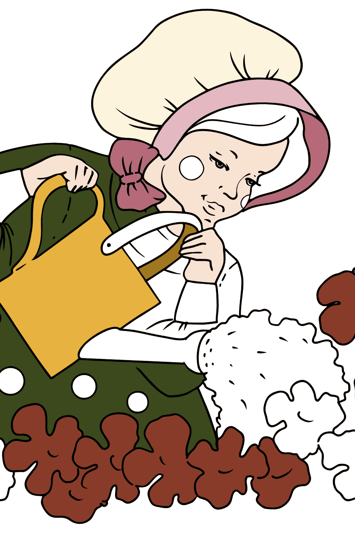 Boyama sayfası çiçek sulama kız - Boyamalar çocuklar için