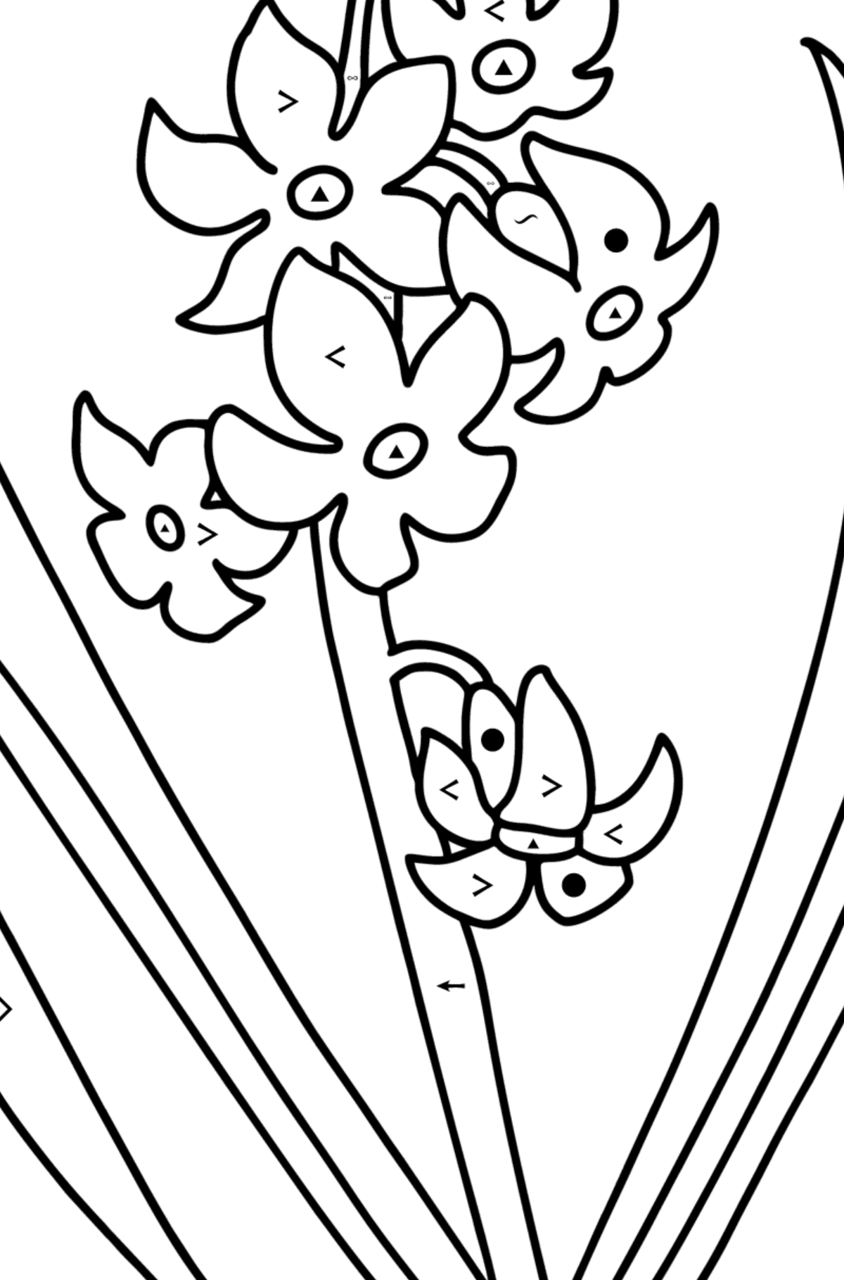 Hyacinth coloring page - Coloring by Symbols for Kids