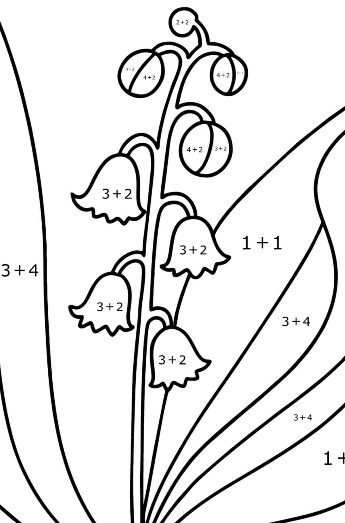 Lily of valley coloring page - Math Coloring - Addition for Kids