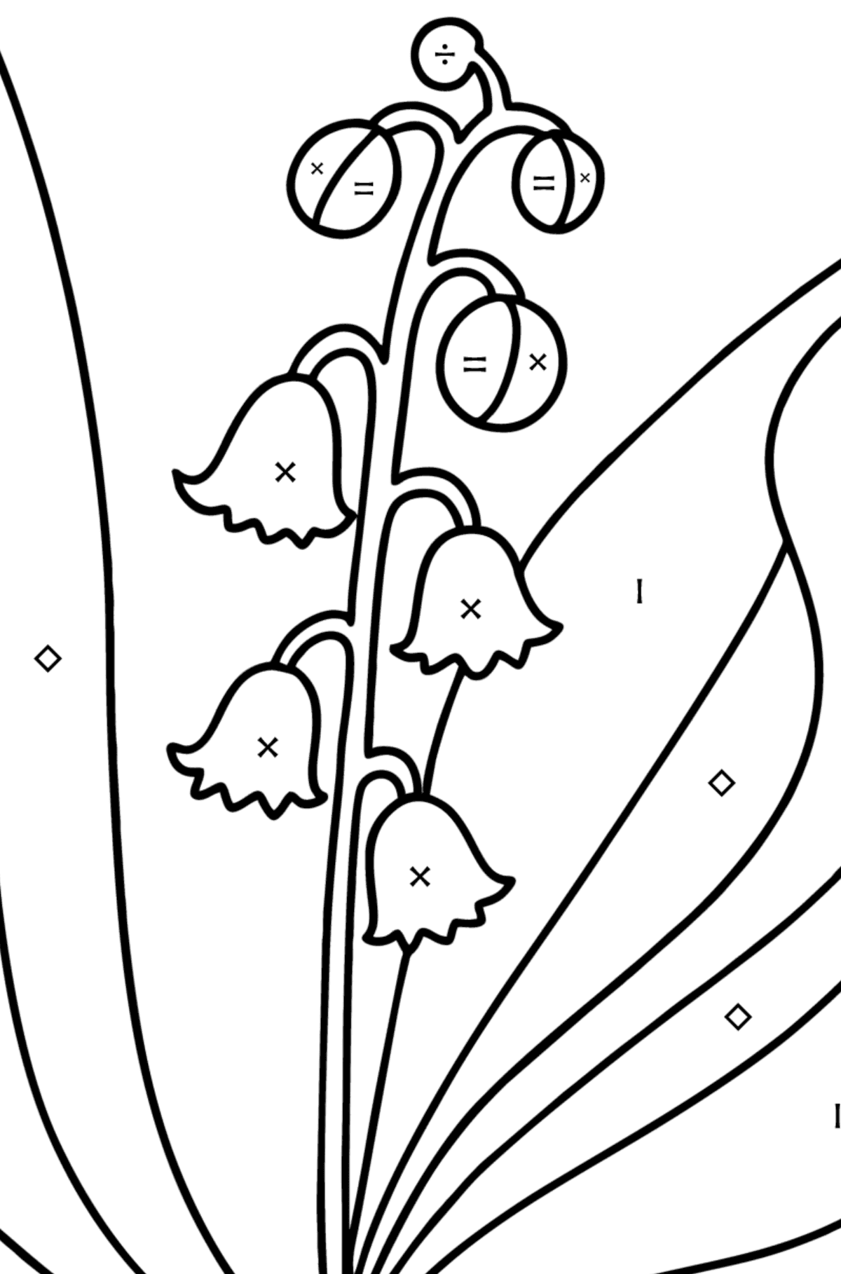 Lily of valley coloring page - Coloring by Symbols for Kids