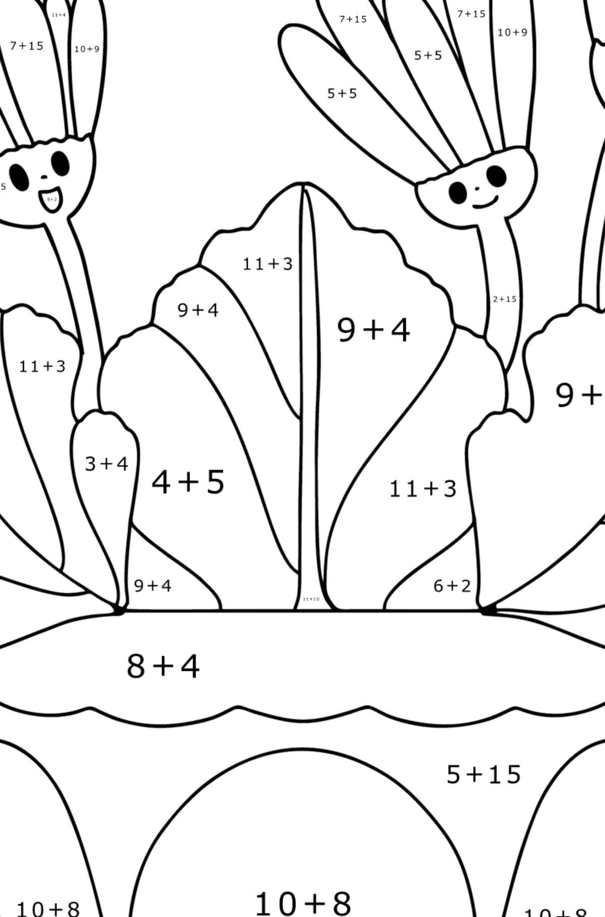 Boyama sayfası Gözleri olan çuha çiçeği - Matematik Boyama - Toplama çocuklar için