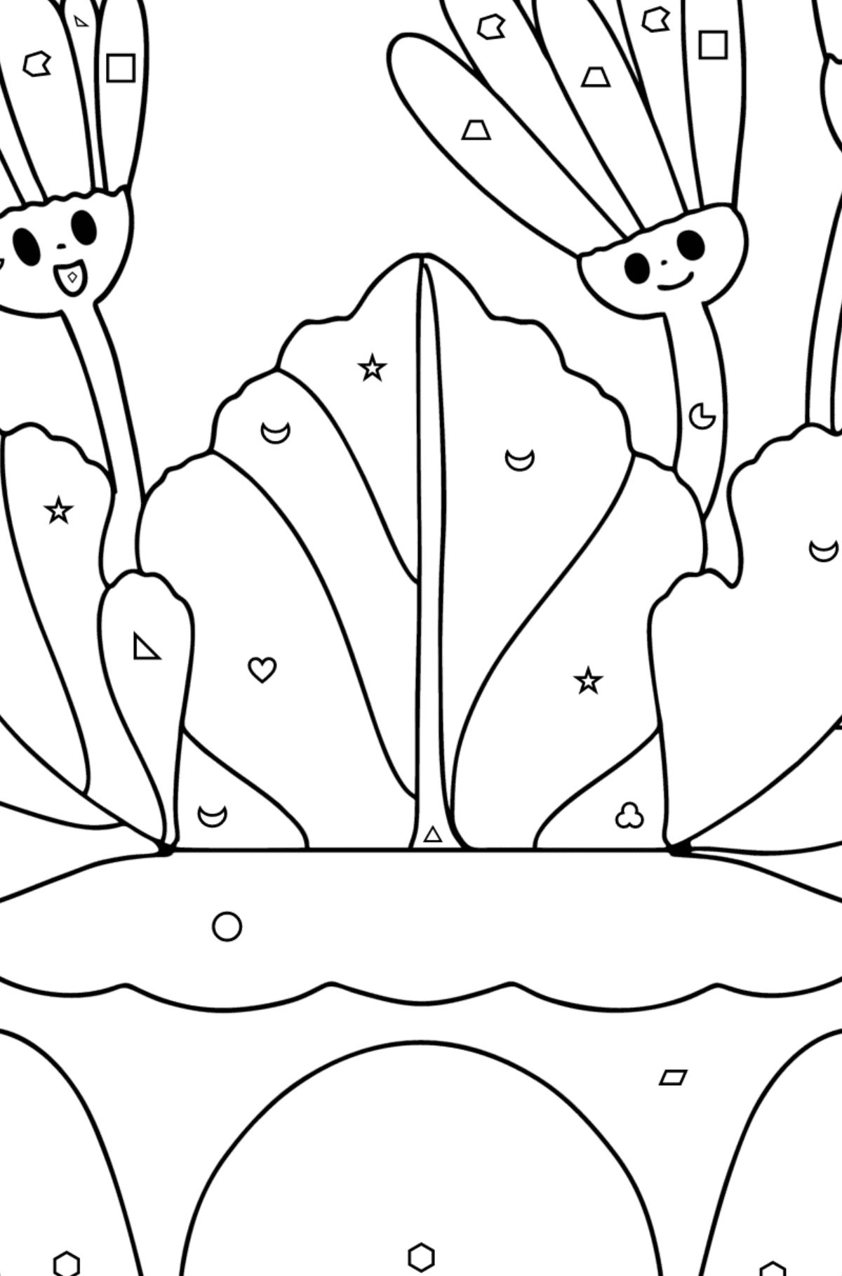 Primrose with eyes coloring page - Coloring by Geometric Shapes for Kids