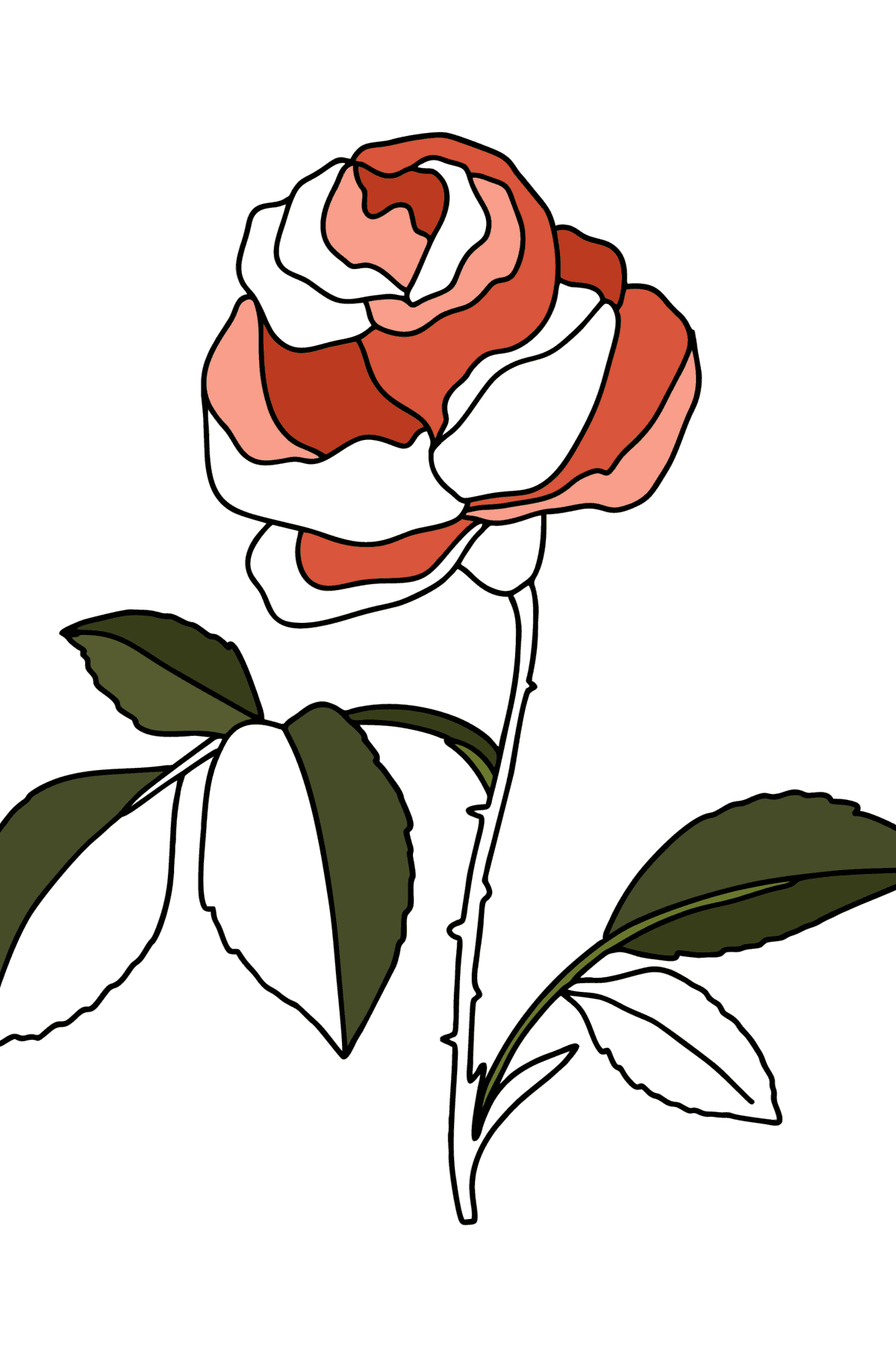 Розмальовка Червона роза - Розмальовки для дітей