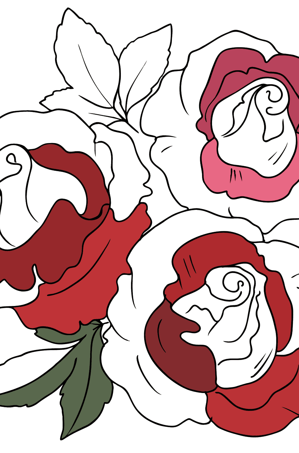 Roses Coloring Page - Coloring Pages for Kids