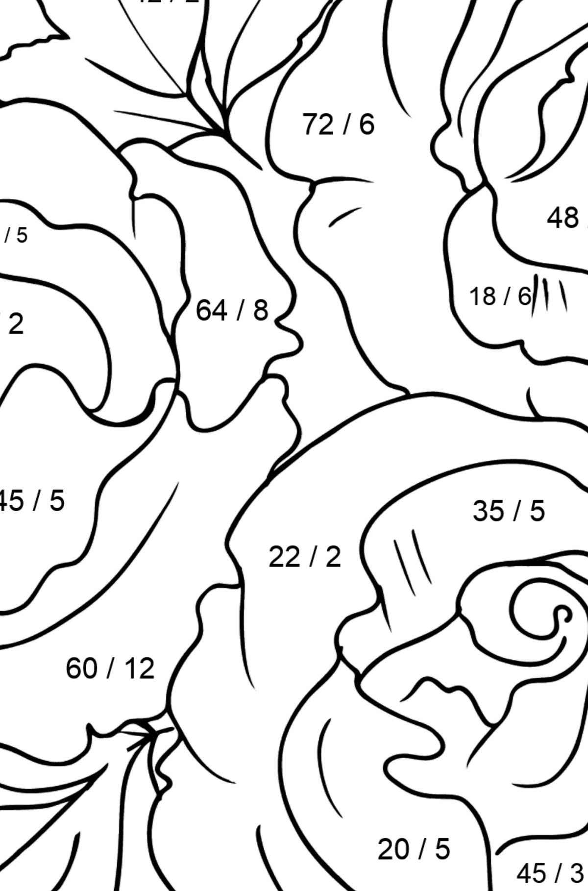 Roses Coloring Page - Math Coloring - Division for Kids