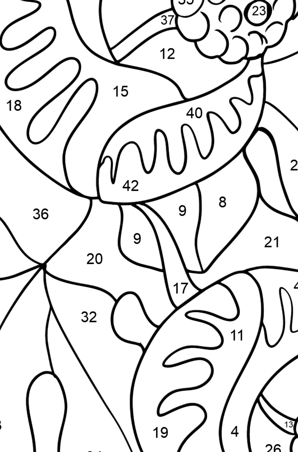 Kleurplaat broze bloem - Kleuren op nummer voor kinderen