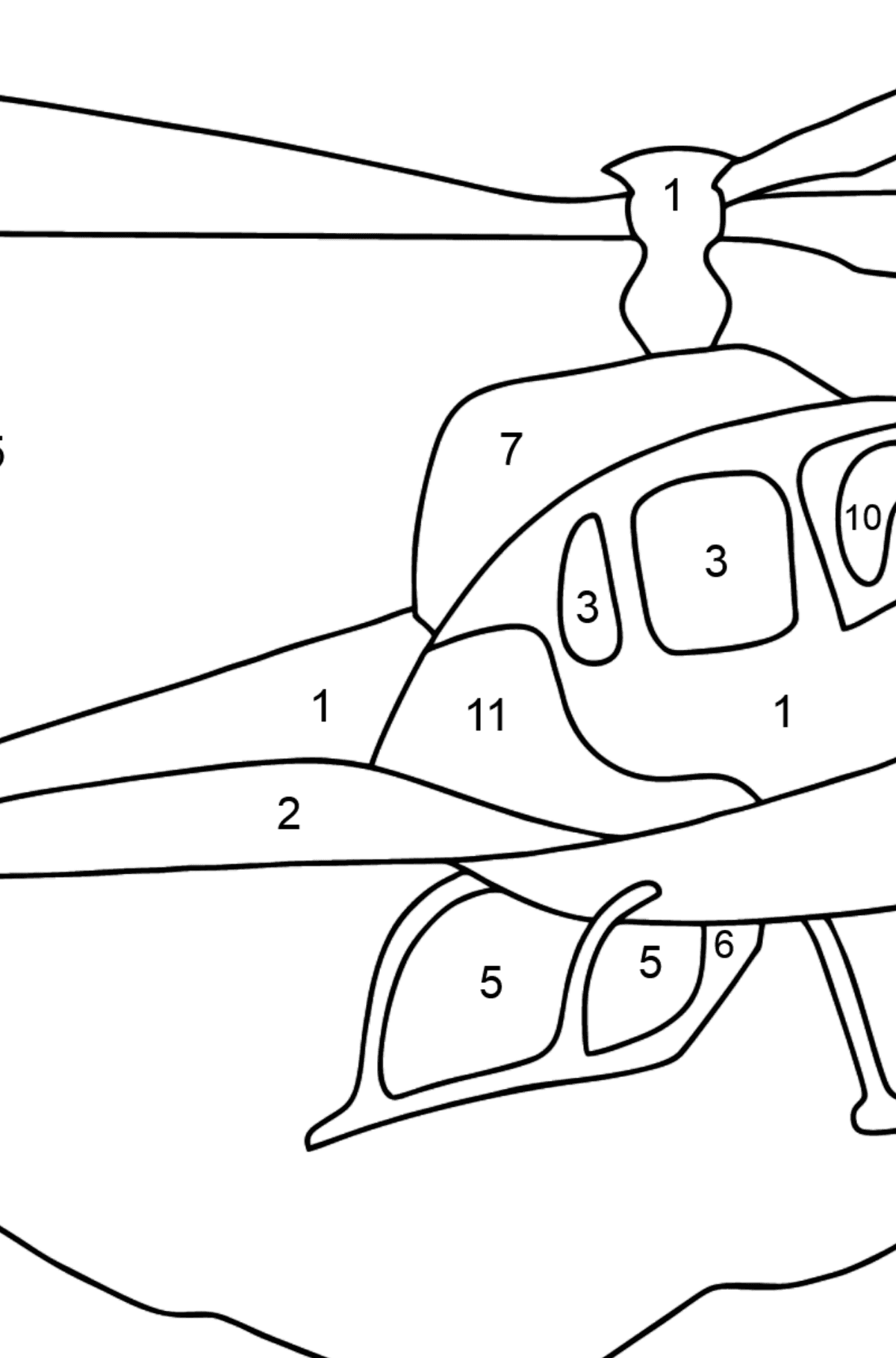 Coloring Page - A City Helicopter - Coloring by Numbers for Kids