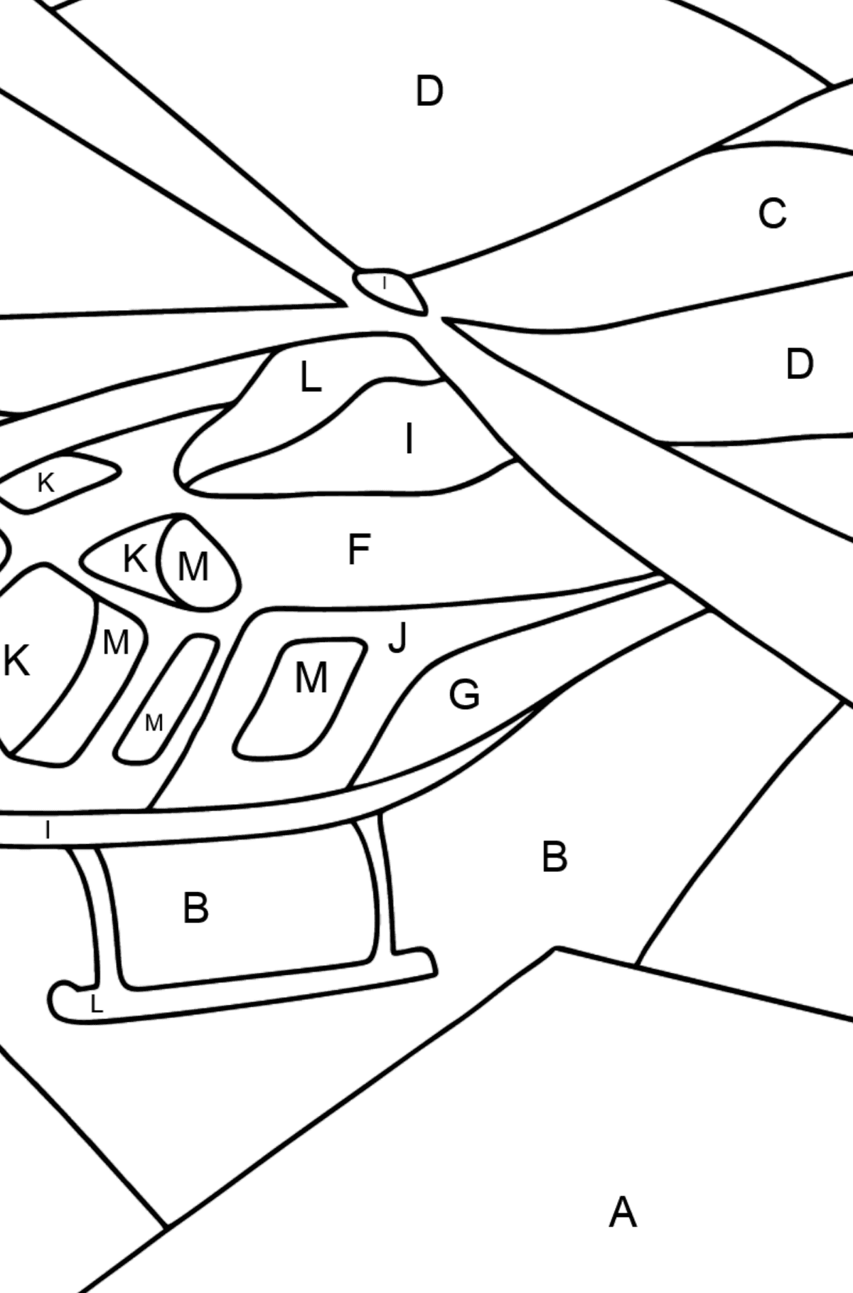Coloring Page - A Sport Helicopter - Coloring by Letters for Kids