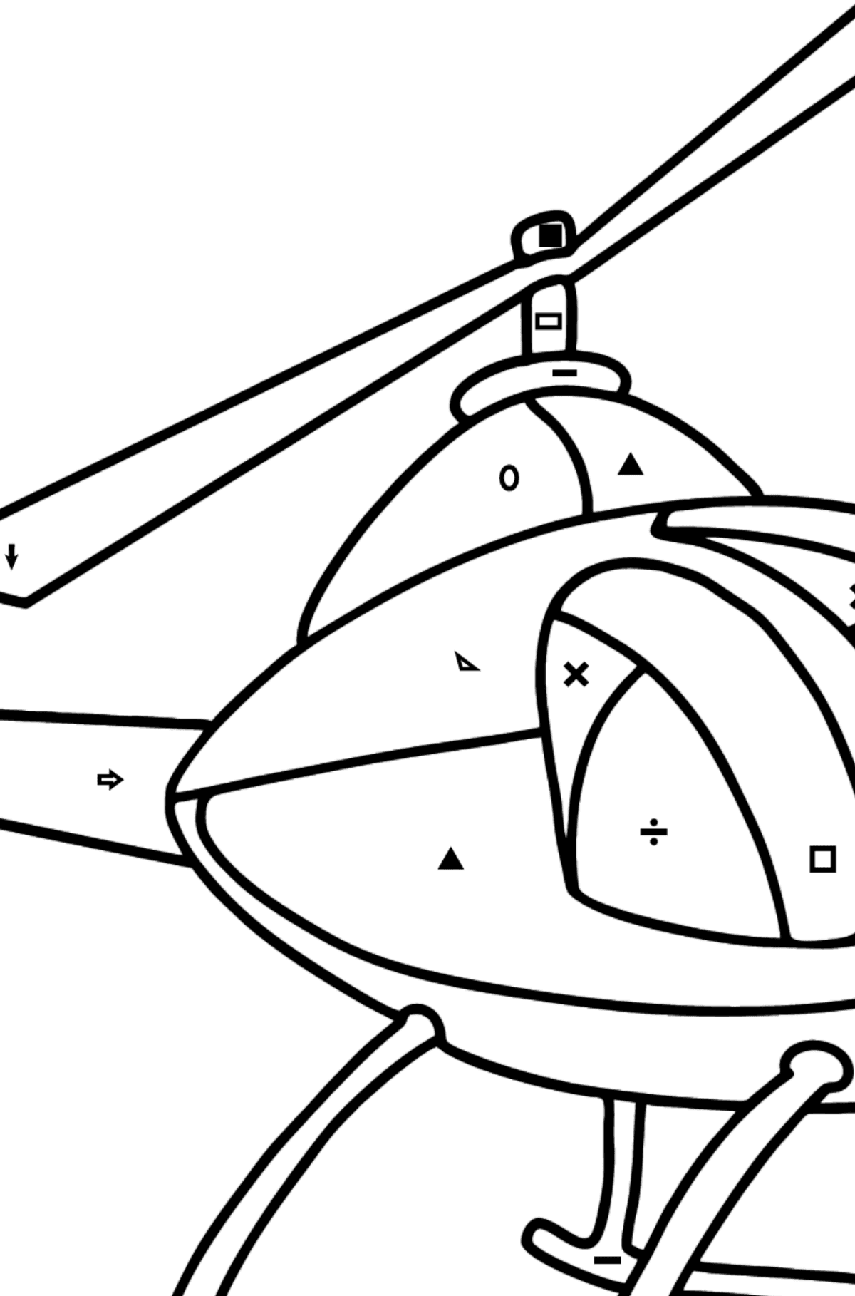 Página para colorear de helicópteros para niños - Colorear por Símbolos para Niños