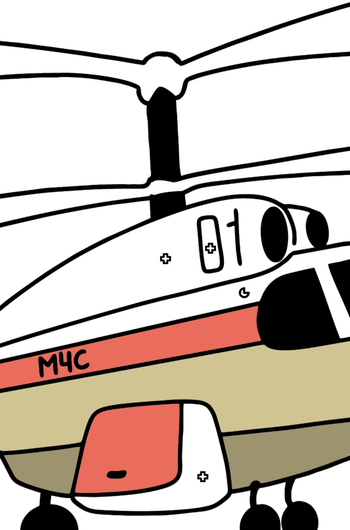 Раскраска вертолет МЧС - Картинка высокого качества для Детей