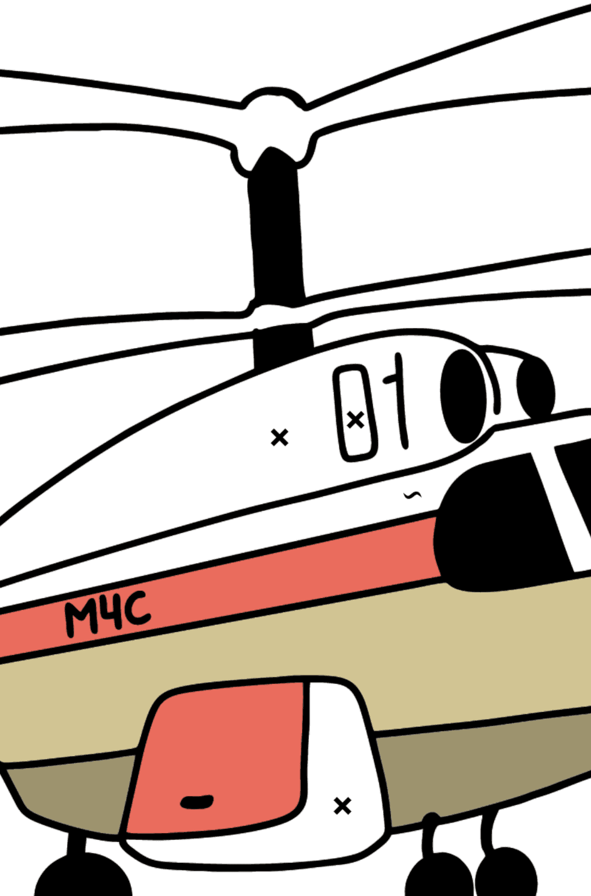 Раскраска вертолет МЧС - Полезная картинка для Детей