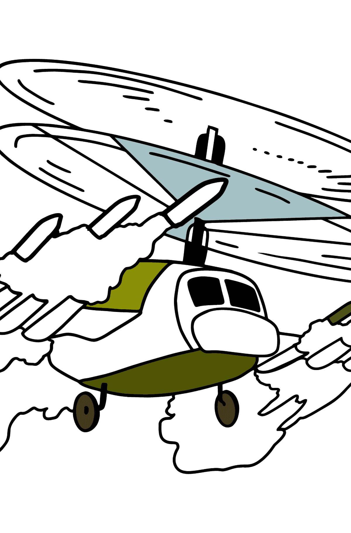Dibujo para Colorear - Un Helicóptero Militar - Dibujos para Colorear para Niños