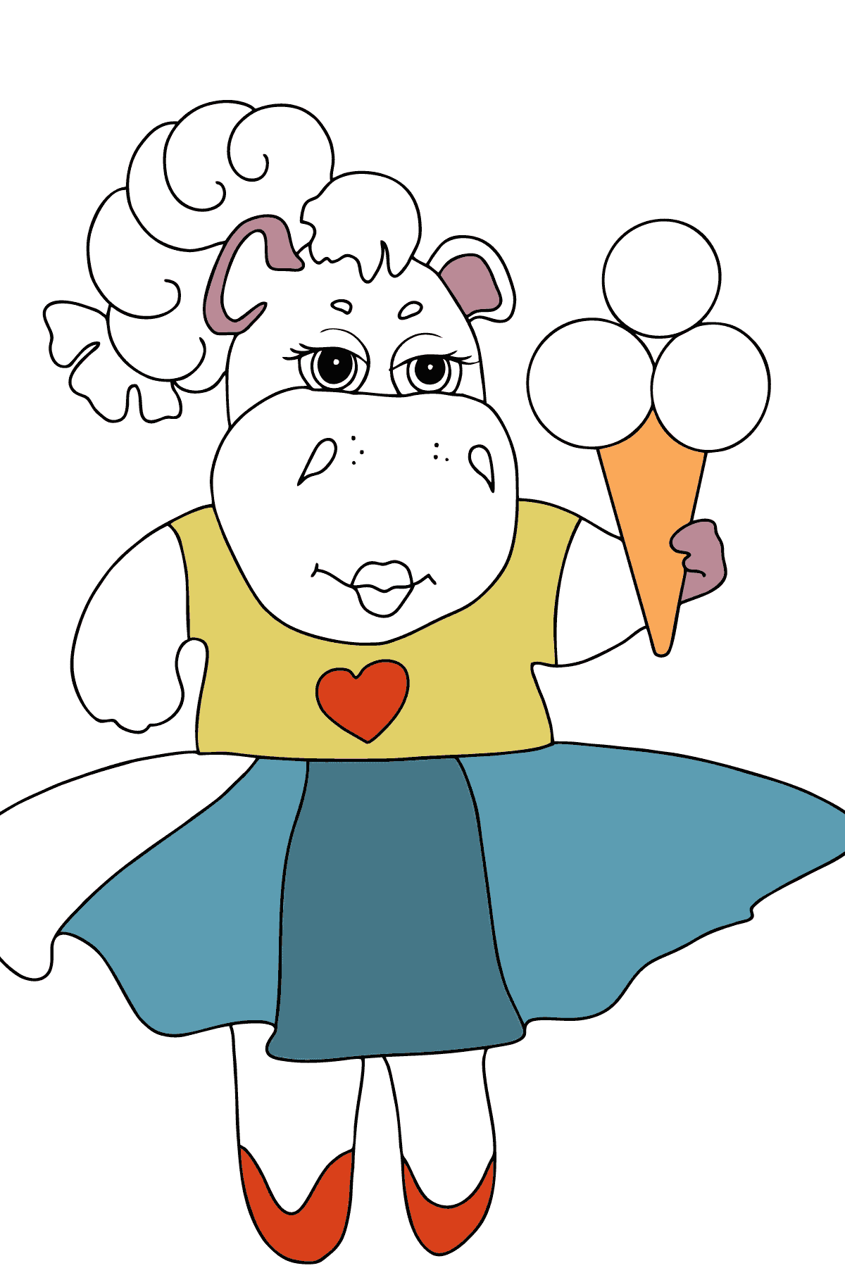 Kolorowanka Uroczy hipopotam - Kolorowanki dla dzieci