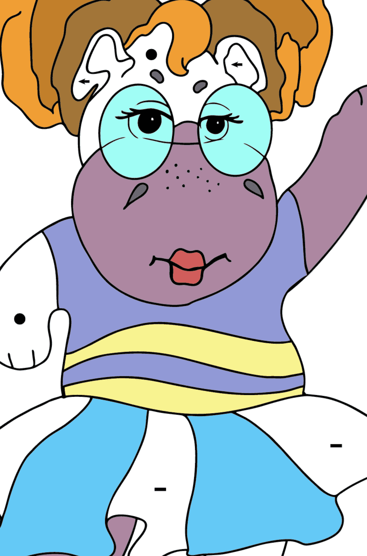 Dancing Hippo coloring page - Coloring by Symbols for Kids