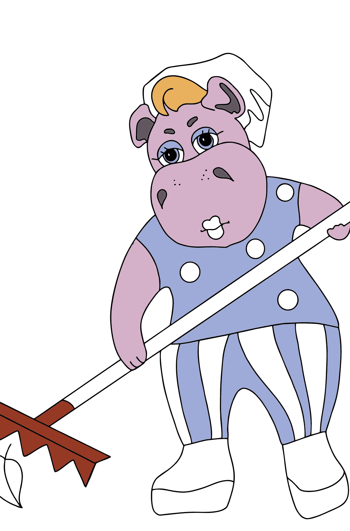 Ausmalbild Süßes Nilpferd (einfach) - Malvorlagen für Kinder