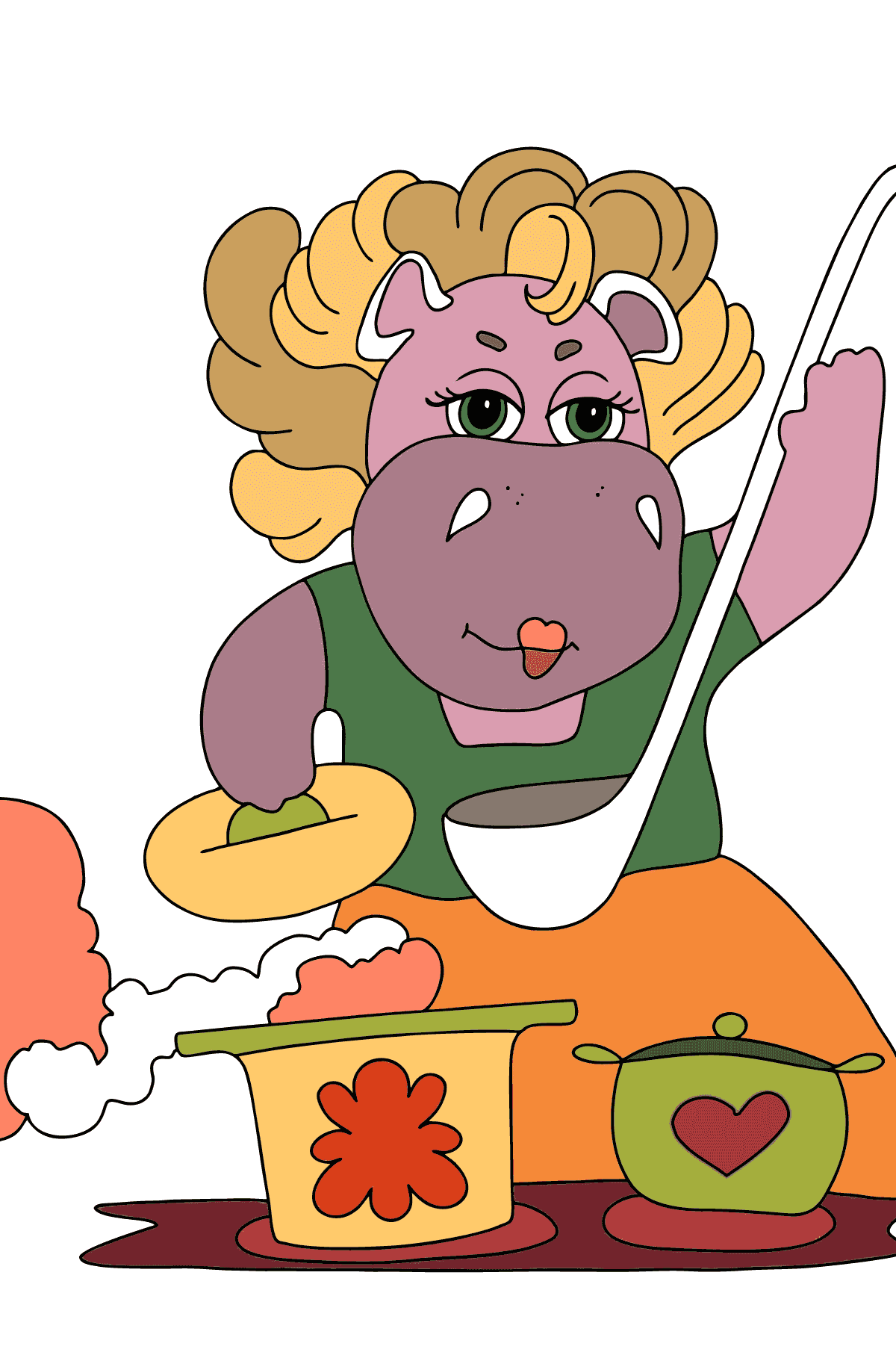 Dibujo de hipopótamo mágico para colorear - Dibujos para Colorear para Niños