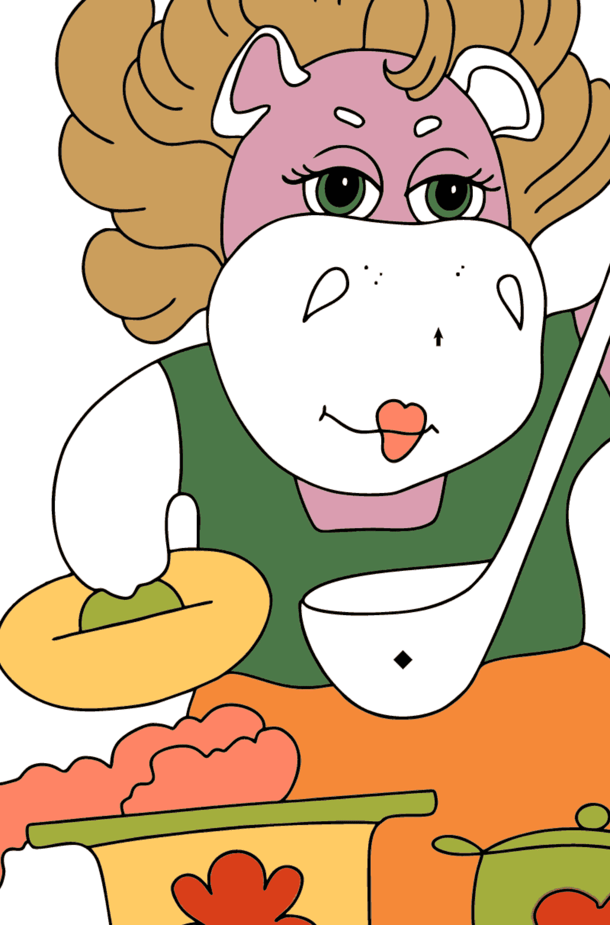 Coloriage Hippopotame magique (simple) - Coloriage par Symboles pour les Enfants