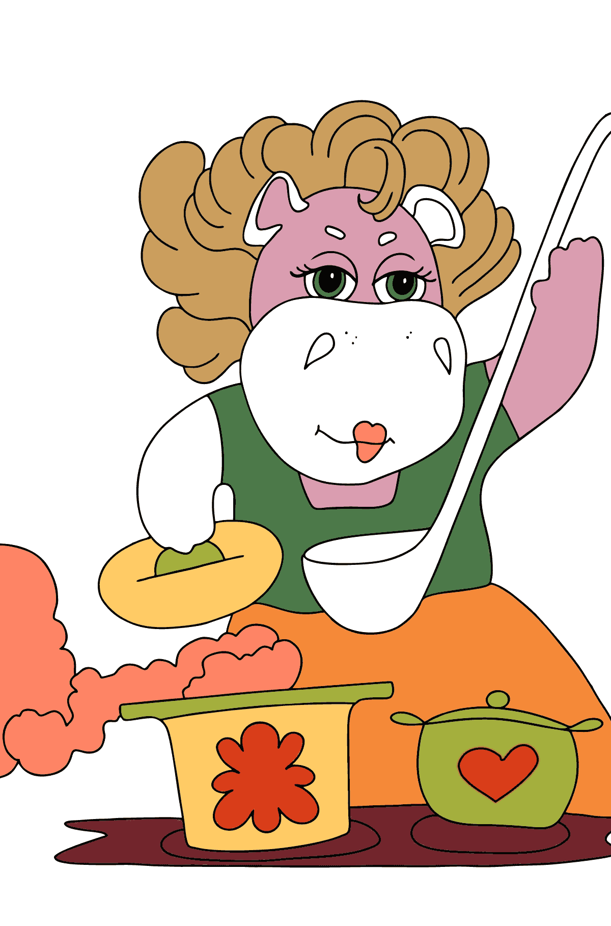 Dibujo de hipopótamo mágico (simple) para colorear - Dibujos para Colorear para Niños