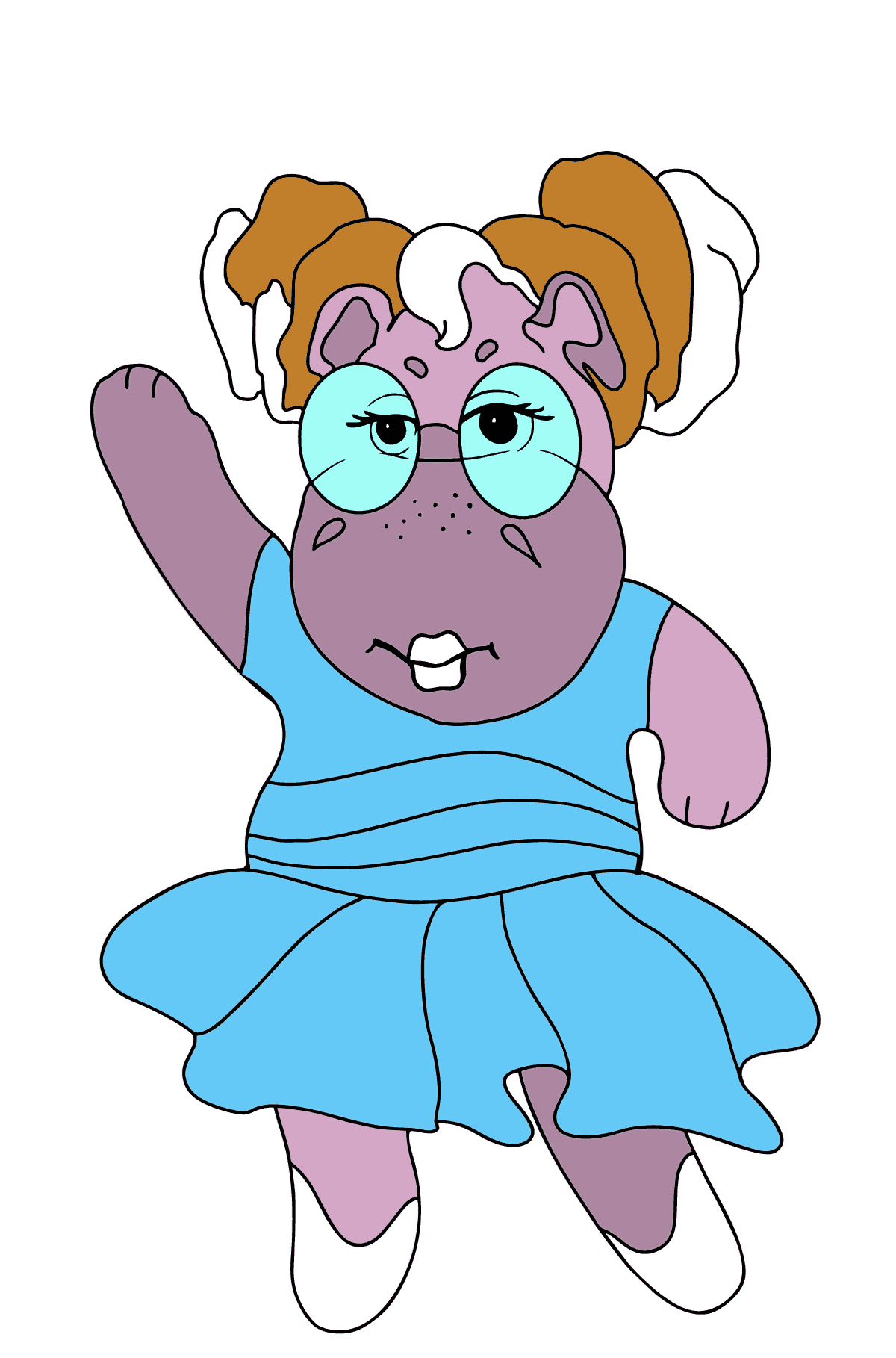 Coloring Page - A Hippo is Dancing in Sunglasses for Children 