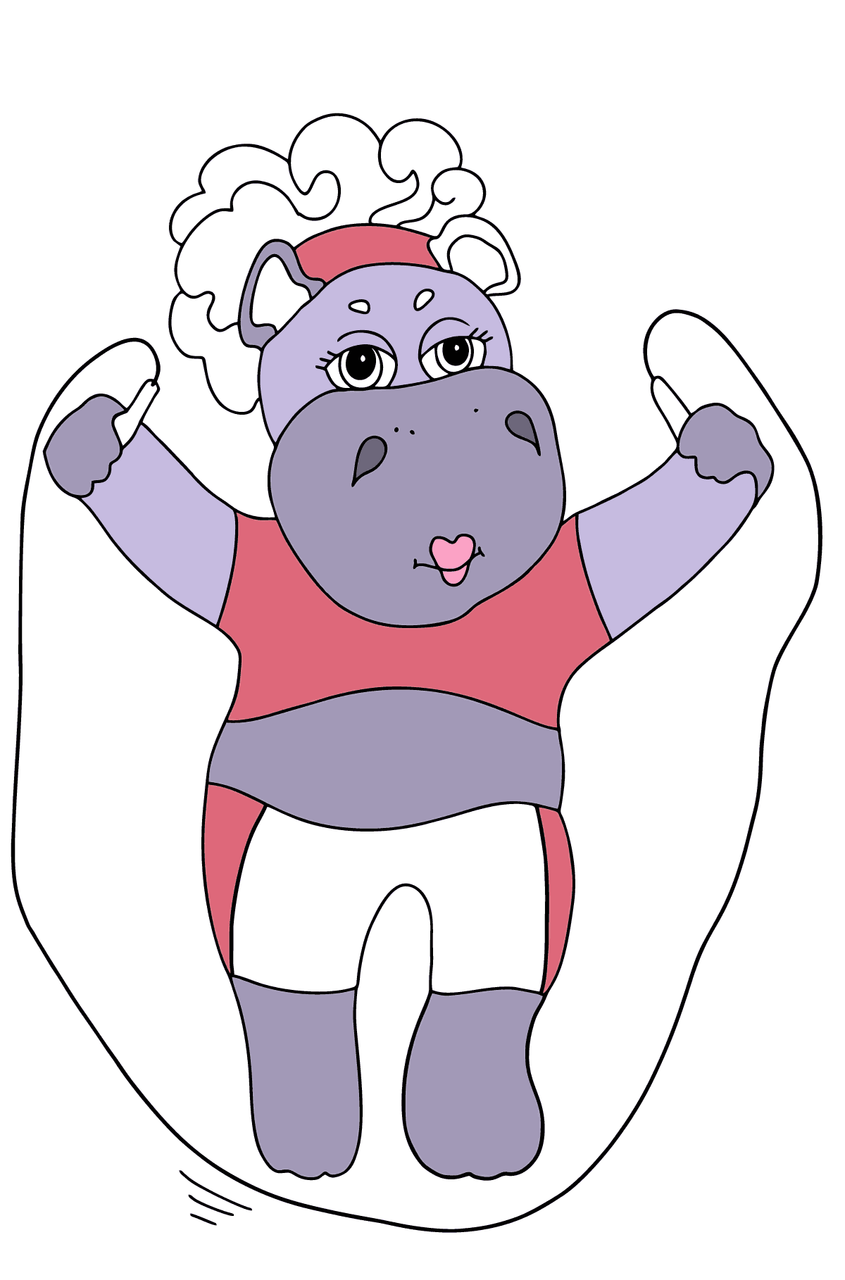 Coloriage Hippopotame joyeux (simple) - Coloriages pour les Enfants