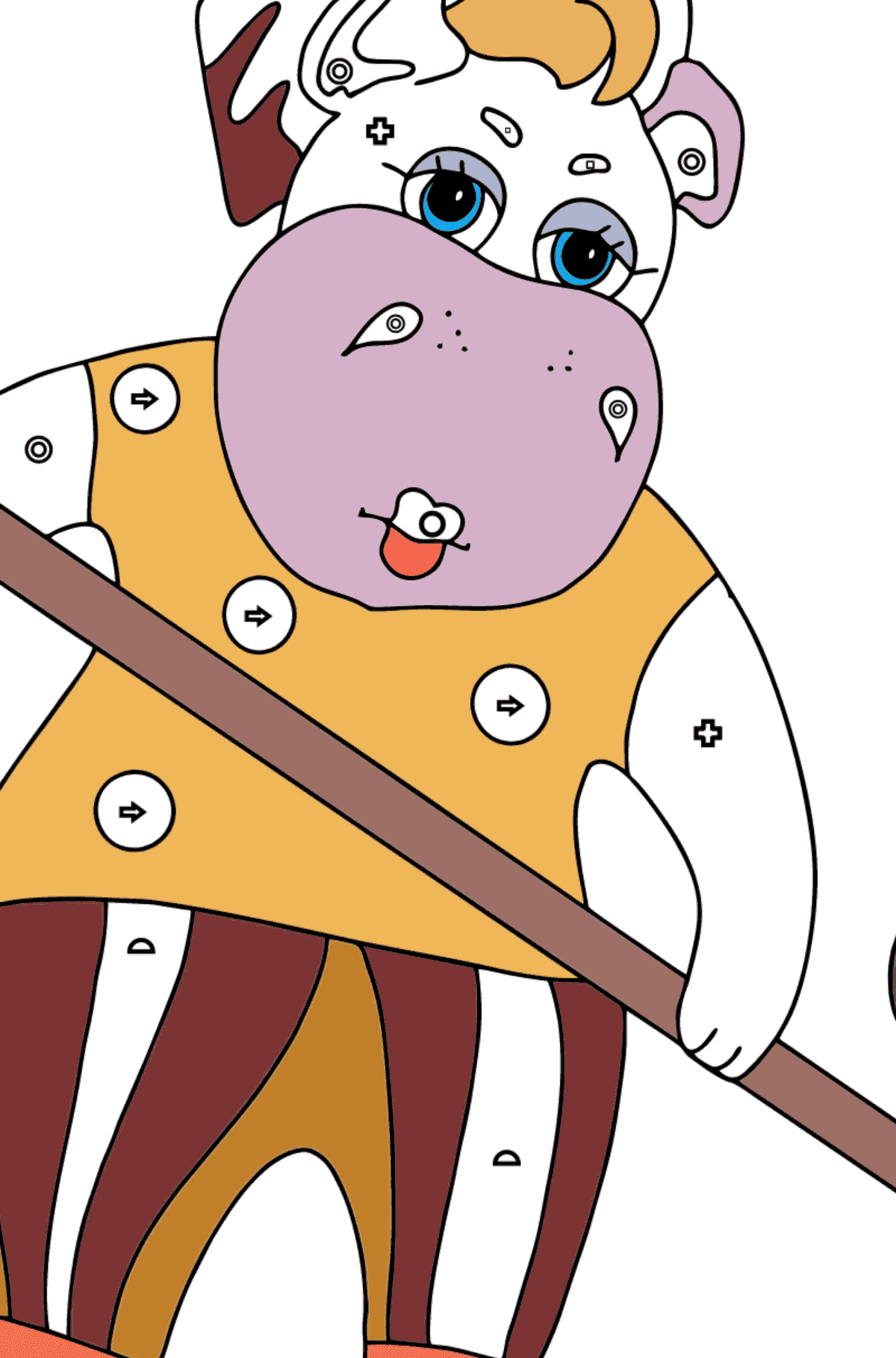 Hipopótamo Fofo (Difícil) para colorir - Colorir por Formas Geométricas para Crianças