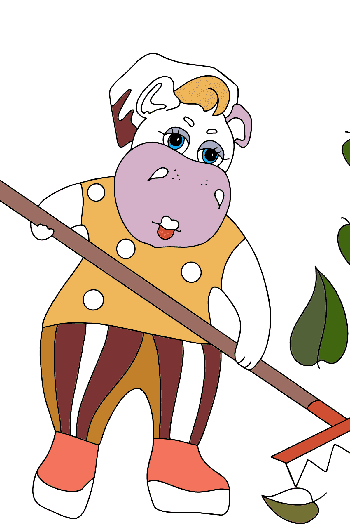 Cute Hippo (difficult) coloring page - Coloring Pages for Kids
