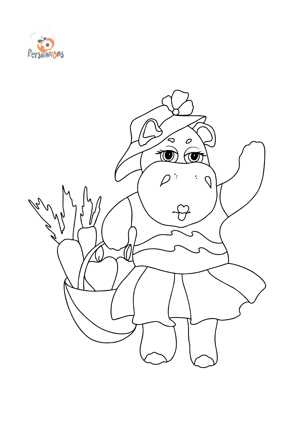 Caring Hippopotam coloring page ♥ Online and Print for Free!