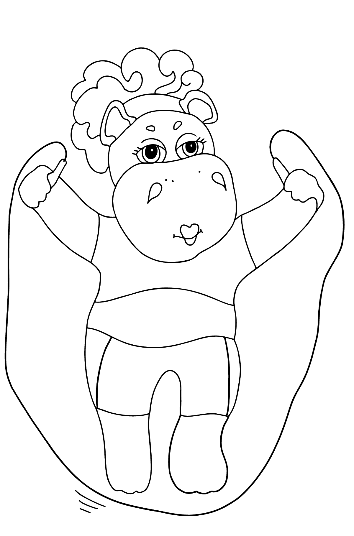Coloring Page - A Hippo with a Jump Rope for Kids 