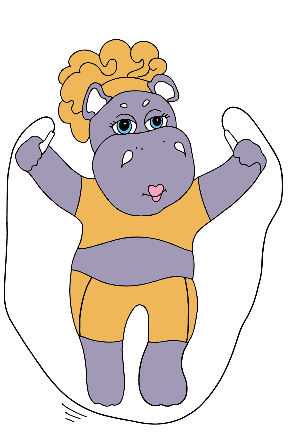 Coloring Page - A Hippo with a Jump Rope for Kids 