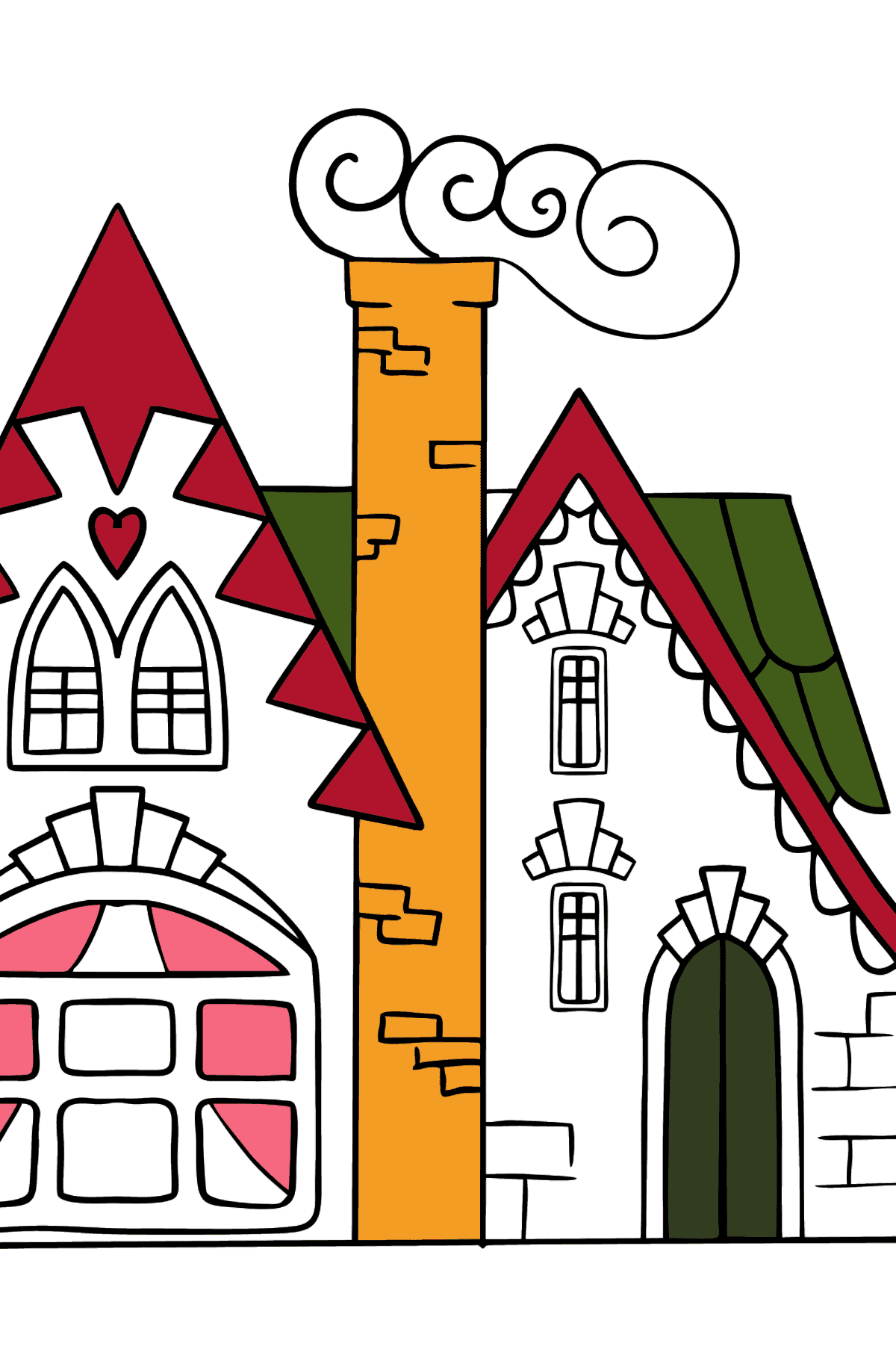 Kifestő bájos ház - Színező oldalak gyerekeknek