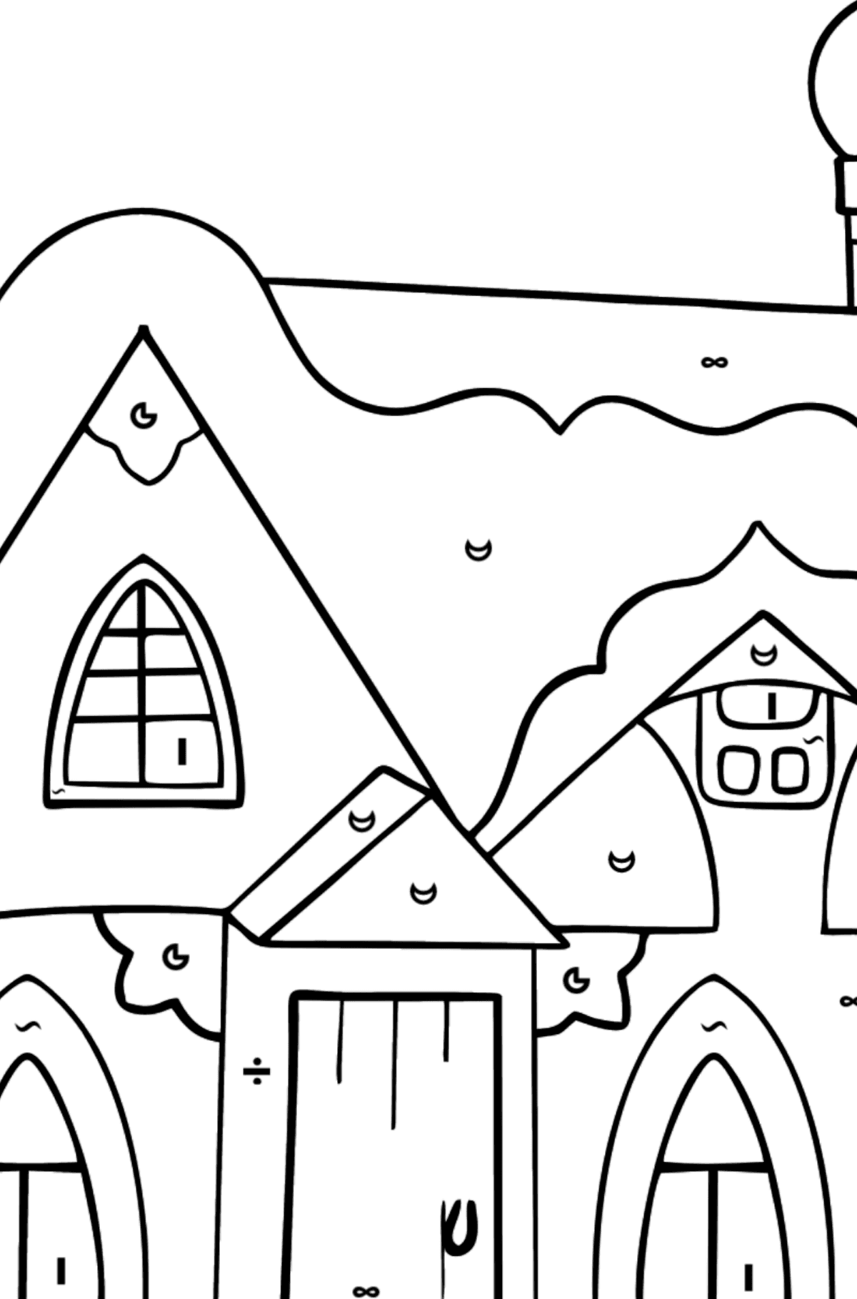 Coloring Page - A Fairytale House - Coloring by Symbols and Geometric Shapes for Kids