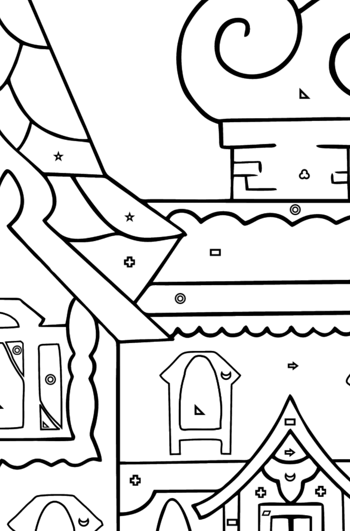 Coloring Page - A House - A Kingdom of Storytellers - Coloring by Geometric Shapes for Kids