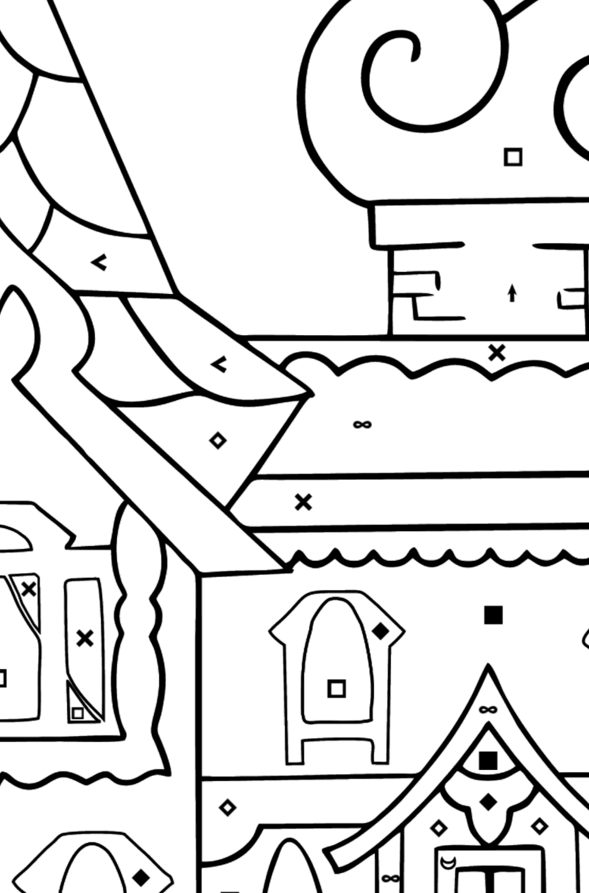 Coloring Page - A House - A Kingdom of Storytellers - Coloring by Symbols for Kids