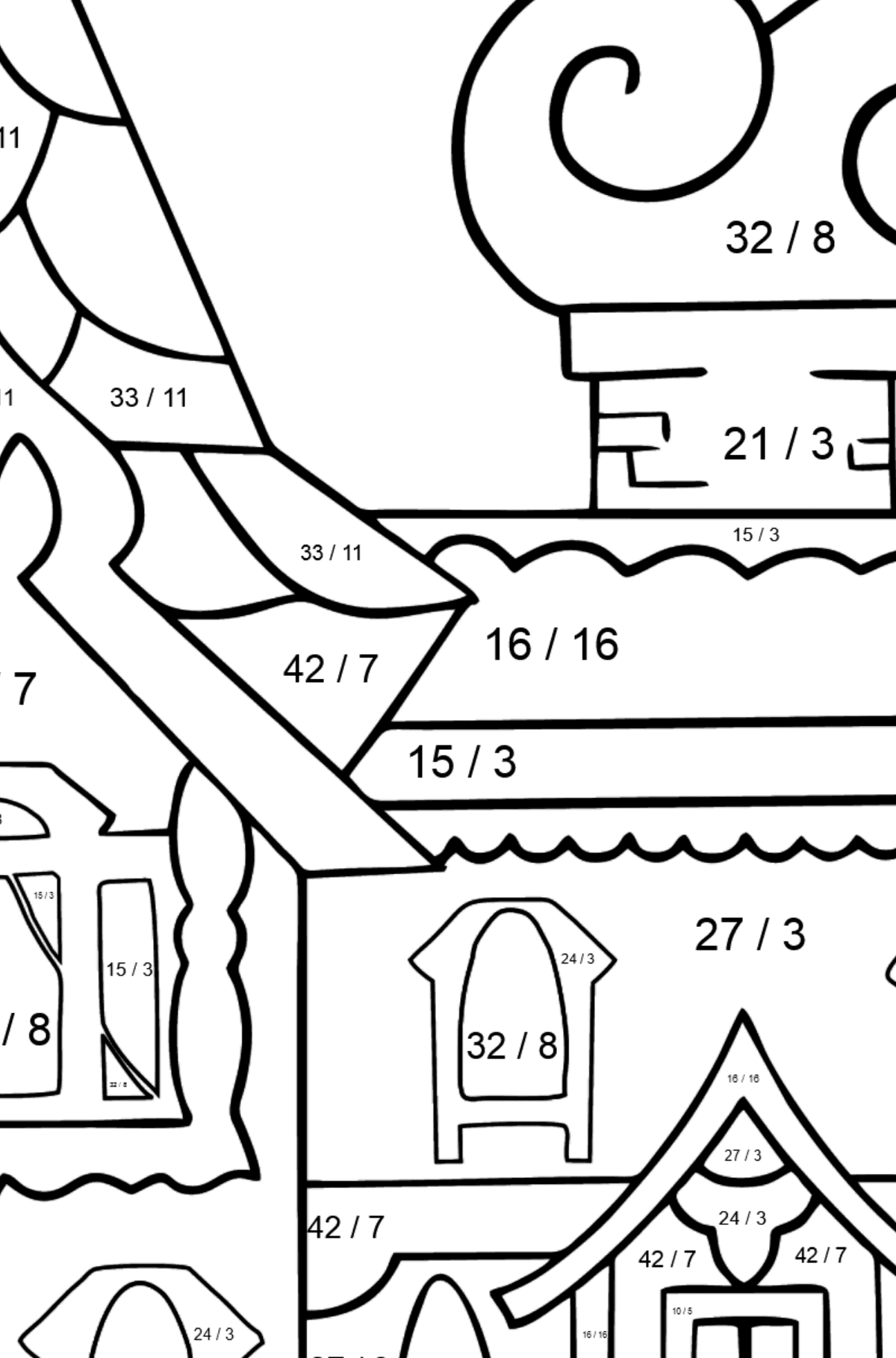 Coloring Page - A House - A Kingdom of Storytellers - Math Coloring - Division for Kids
