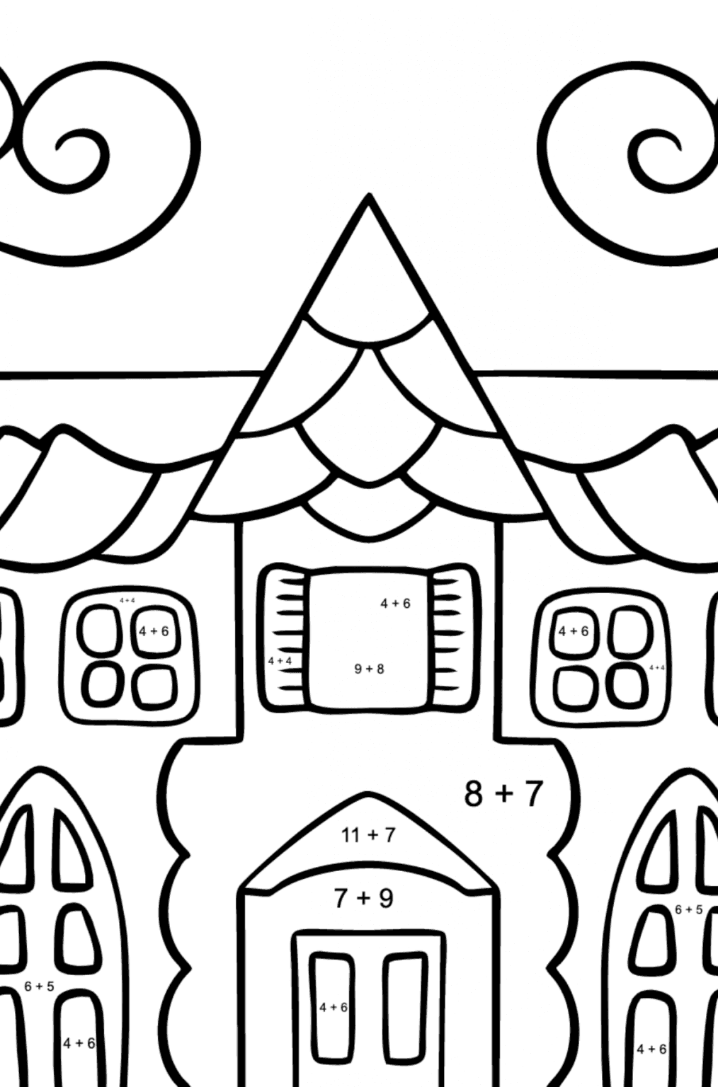 Boyama sayfası küçük ev ücretsiz | Coloring-for-Kids.com