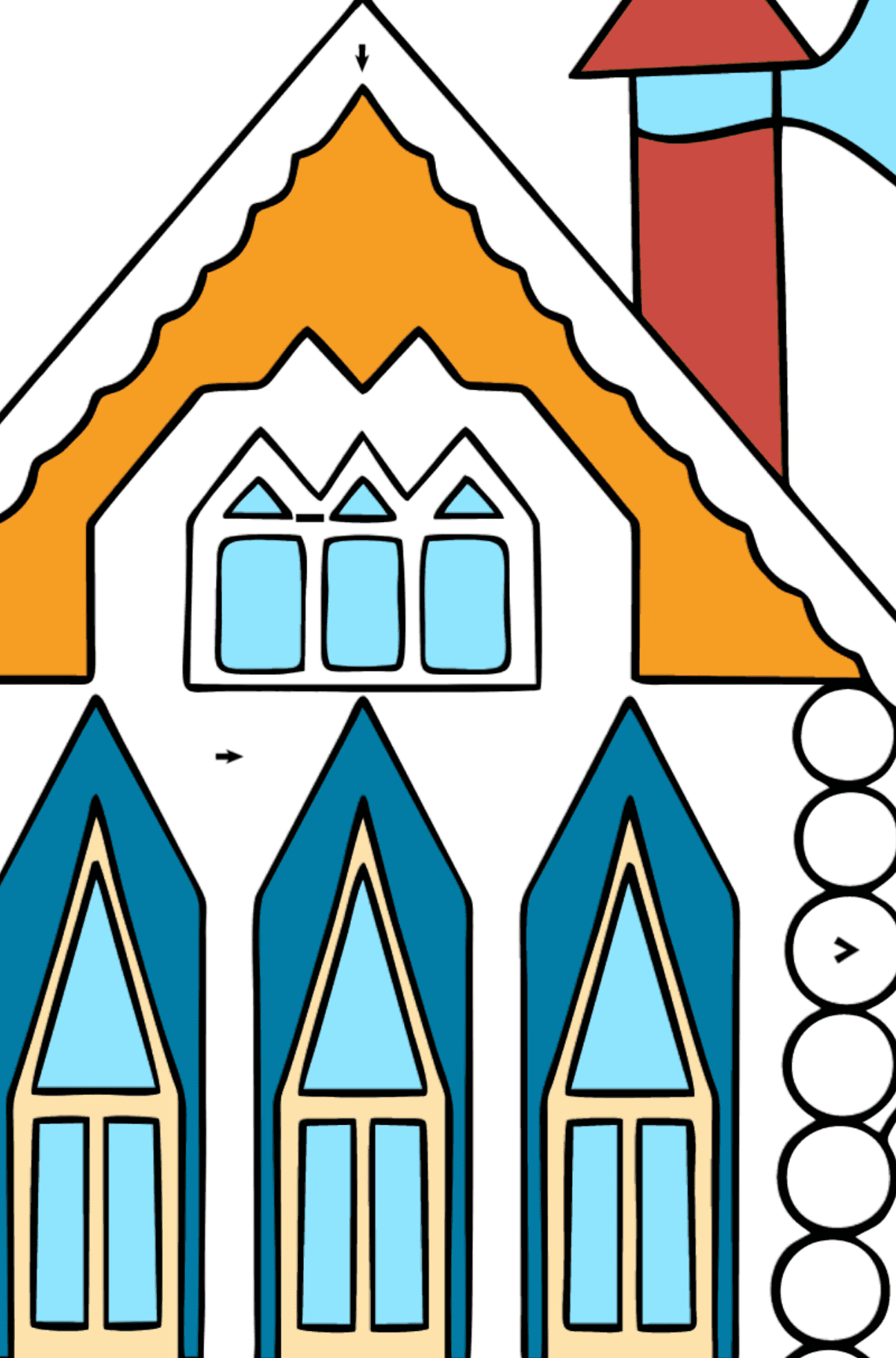 Desenho Casa de arco-íris para colorir - Colorir por Símbolos para Crianças