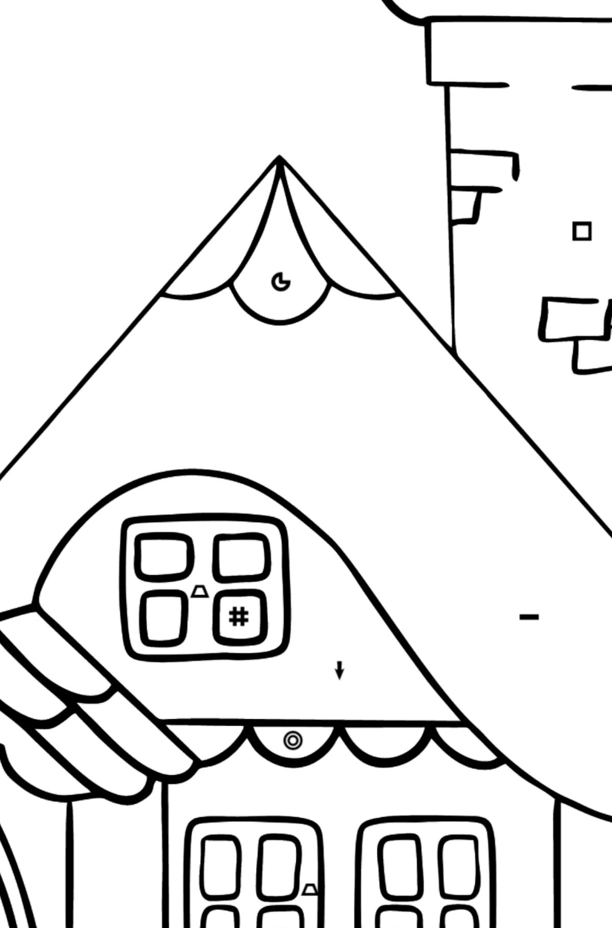 Coloring Page - A Wonderful House - Coloring by Symbols and Geometric Shapes for Kids