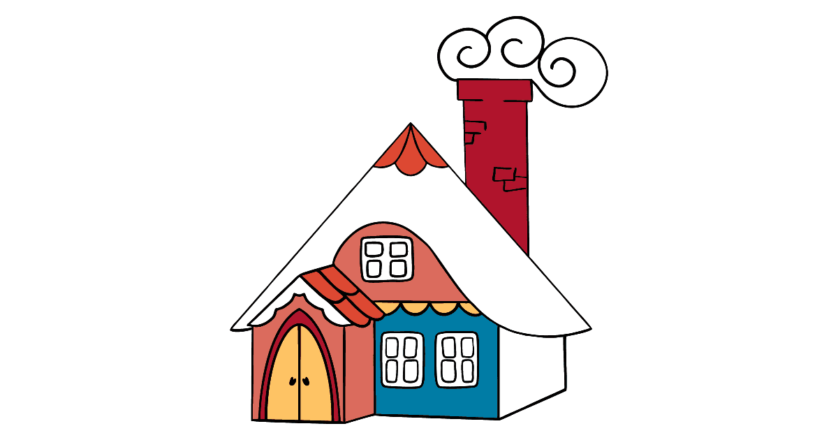 Coloring page outline of cartoon easel with drawing of cute house