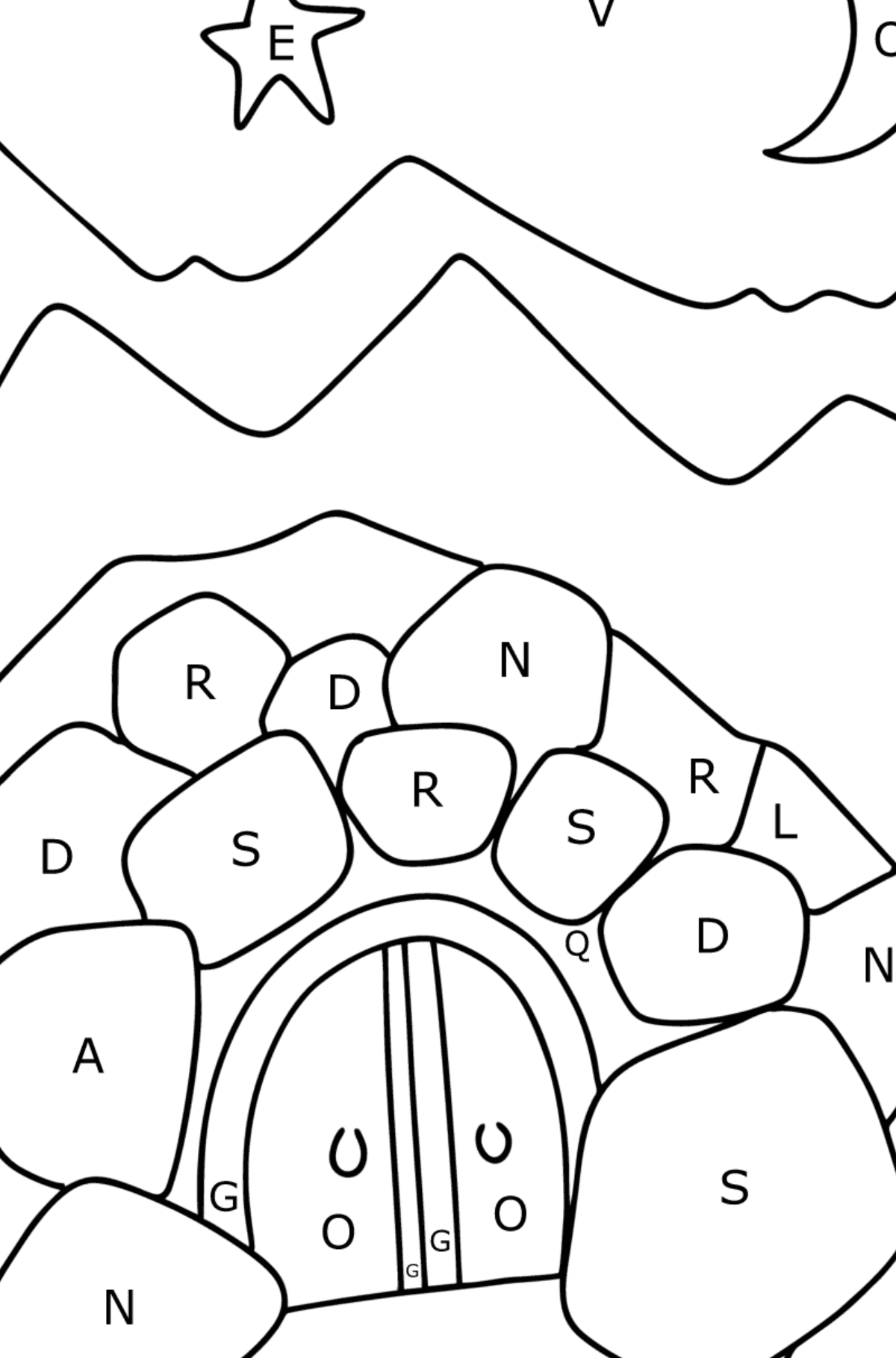 Ali Baba Cave coloring page - Coloring by Letters for Kids