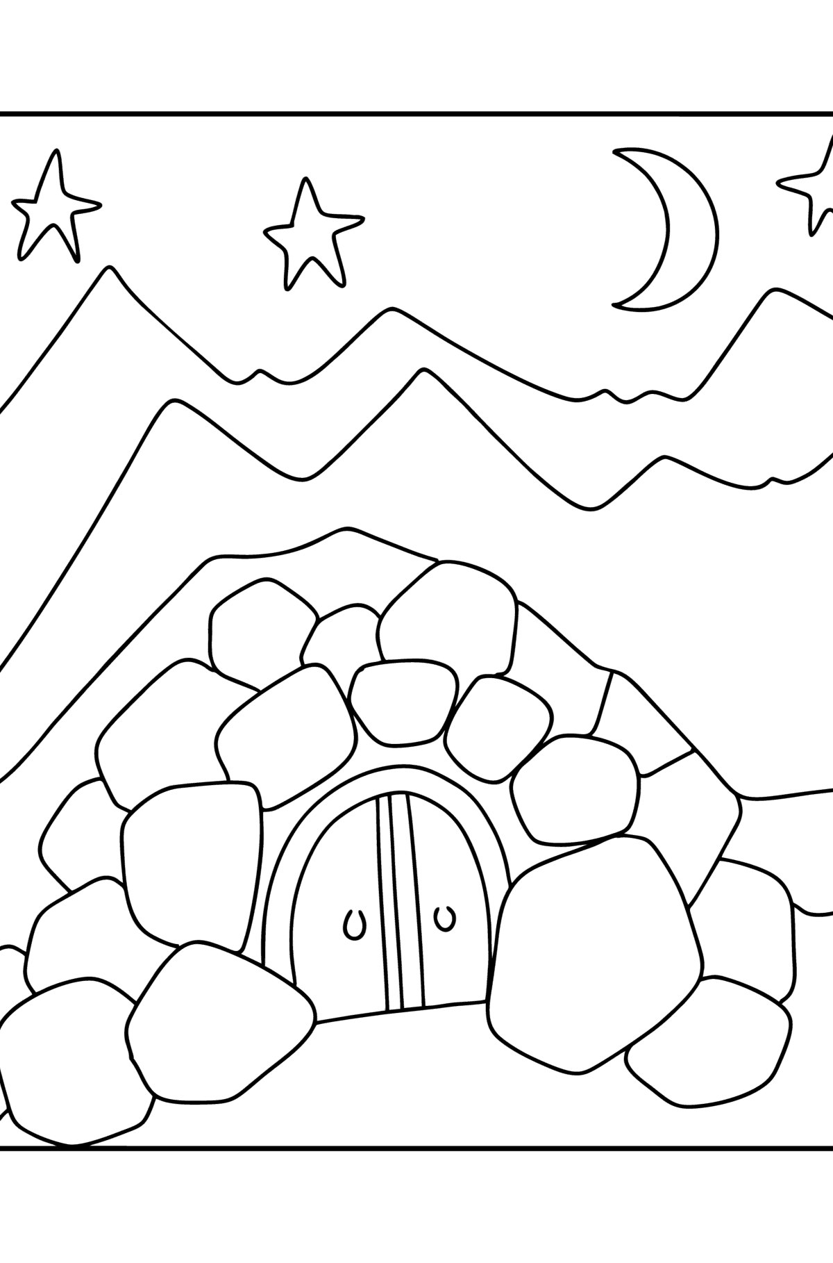 Раскраска Пещера али бабы - Картинки для Детей