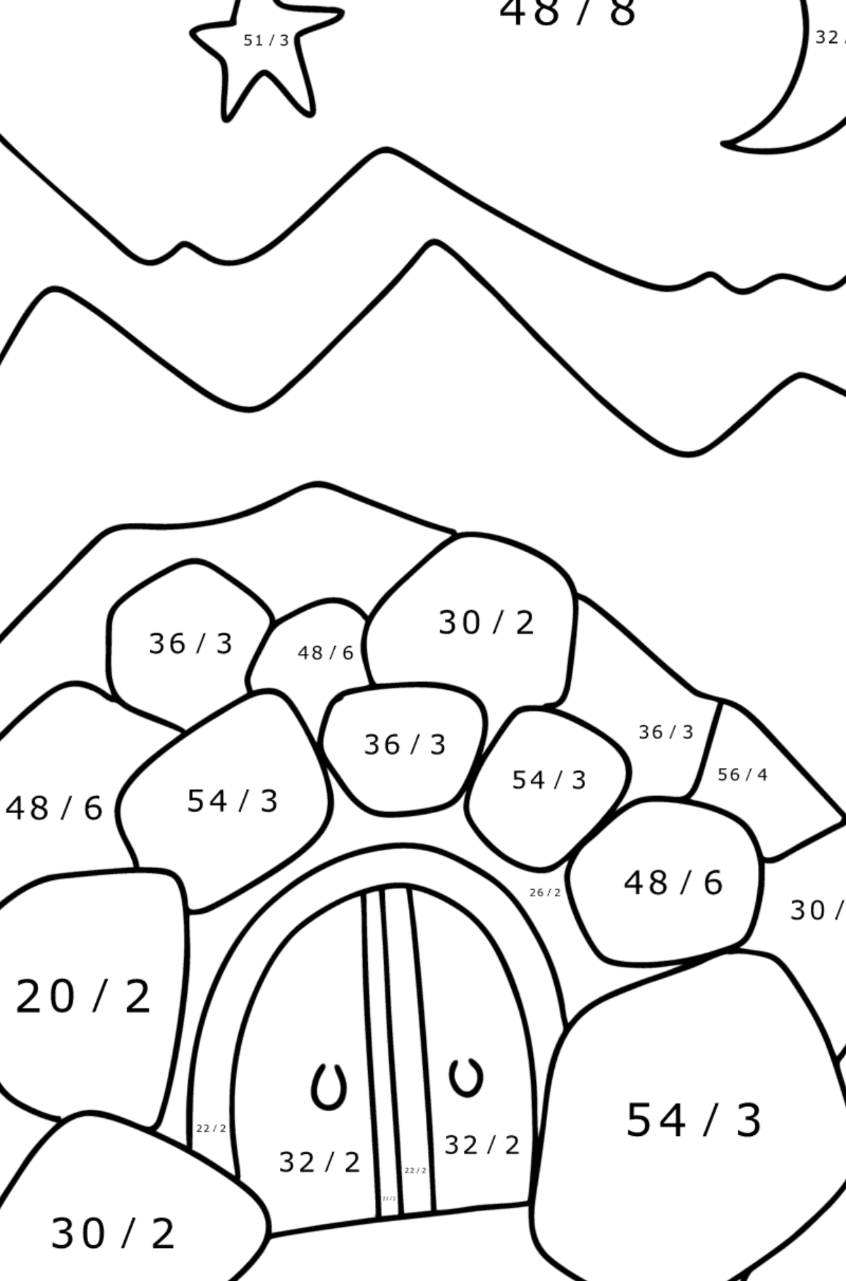 Ali Baba Cave coloring page - Math Coloring - Division for Kids